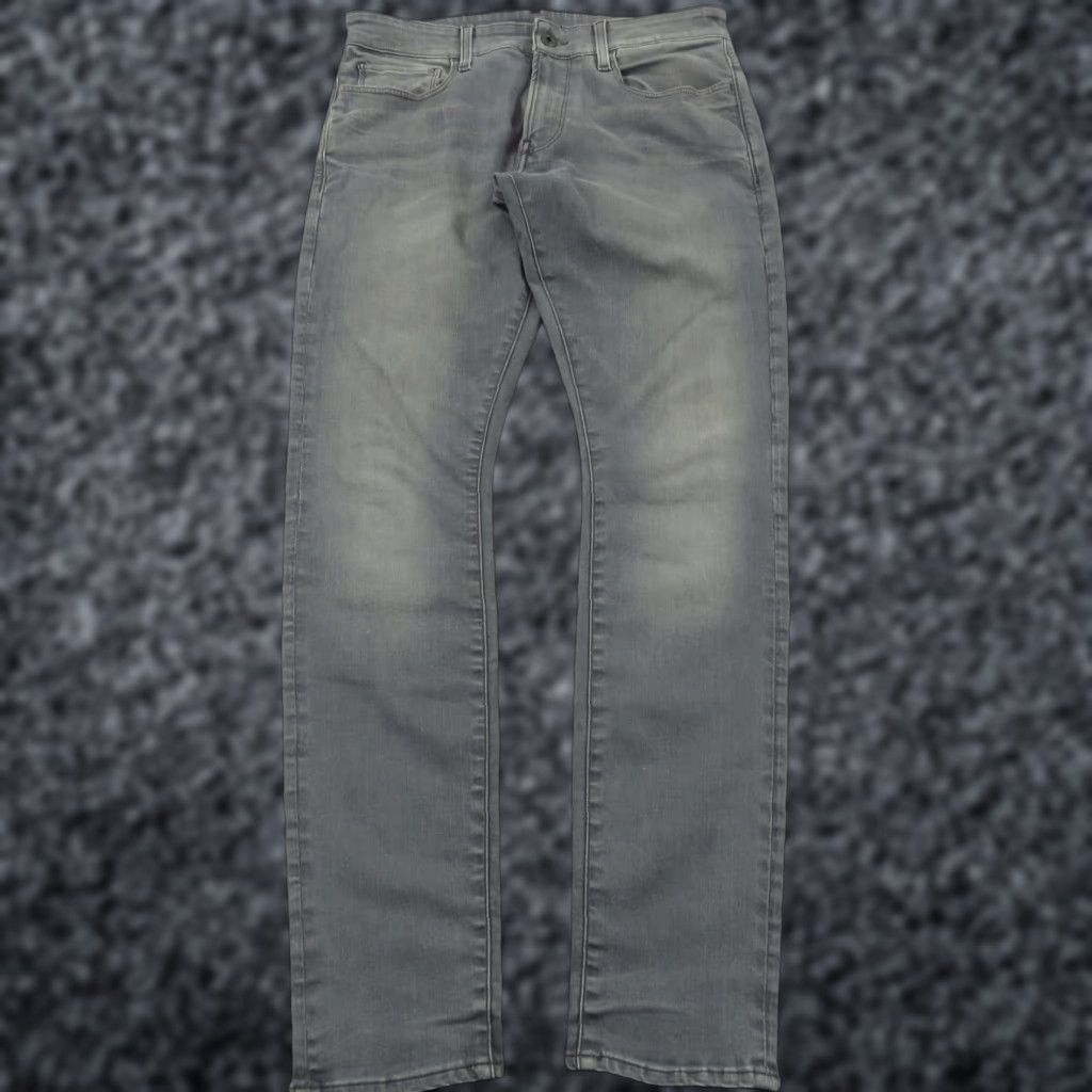 G Star Raw Jeans Men 32x32 3301 Deconstructed Arc Skinny Grey Wash Stretch Denim 5-Pocket Design Classic Modern Mens Slim Jeans