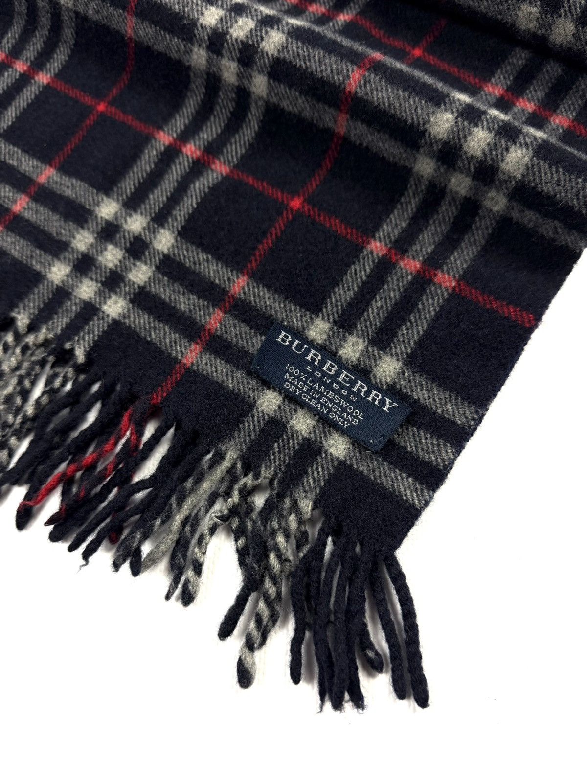 Burberry Burberry London Navy Wool Scarf Check Muffler Vintage Luxury Size ONE SIZE - 7 Thumbnail