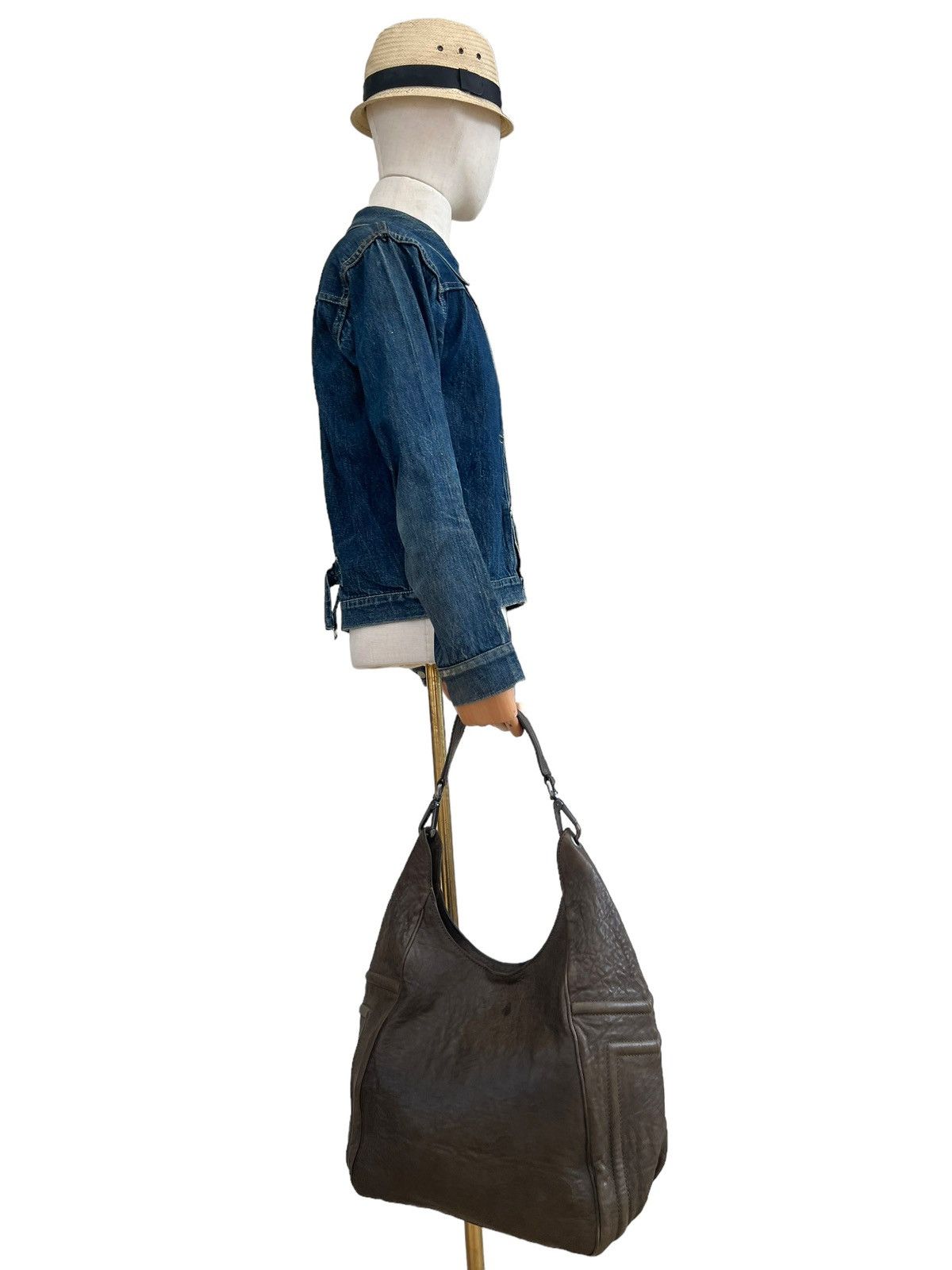 Leather Vintage MaxMara Made in Italy Patina Leather Hobo Bag Size ONE SIZE - 4 Thumbnail