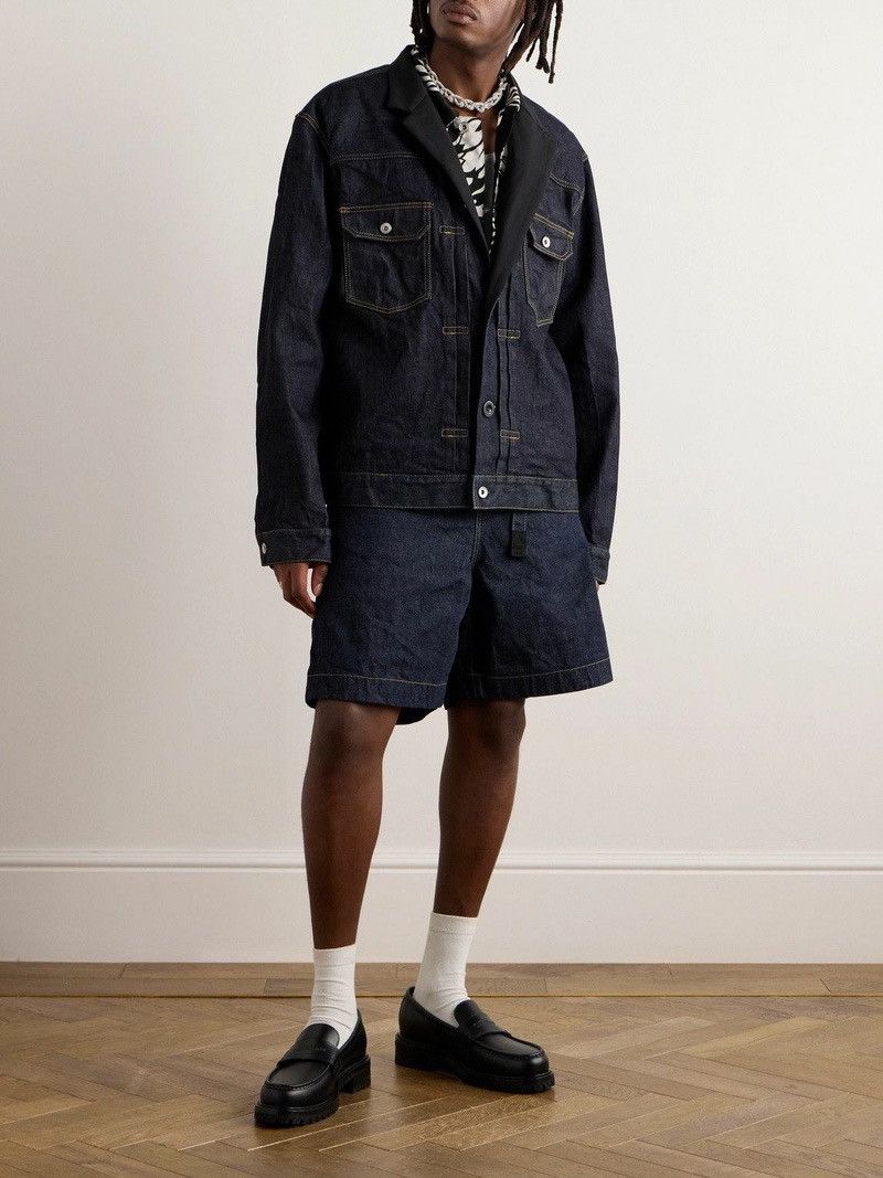 Sacai Twill-Trimmed Crinkled-Denim Jacket Size US S / EU 44-46 / 1 - 1 Thumbnail