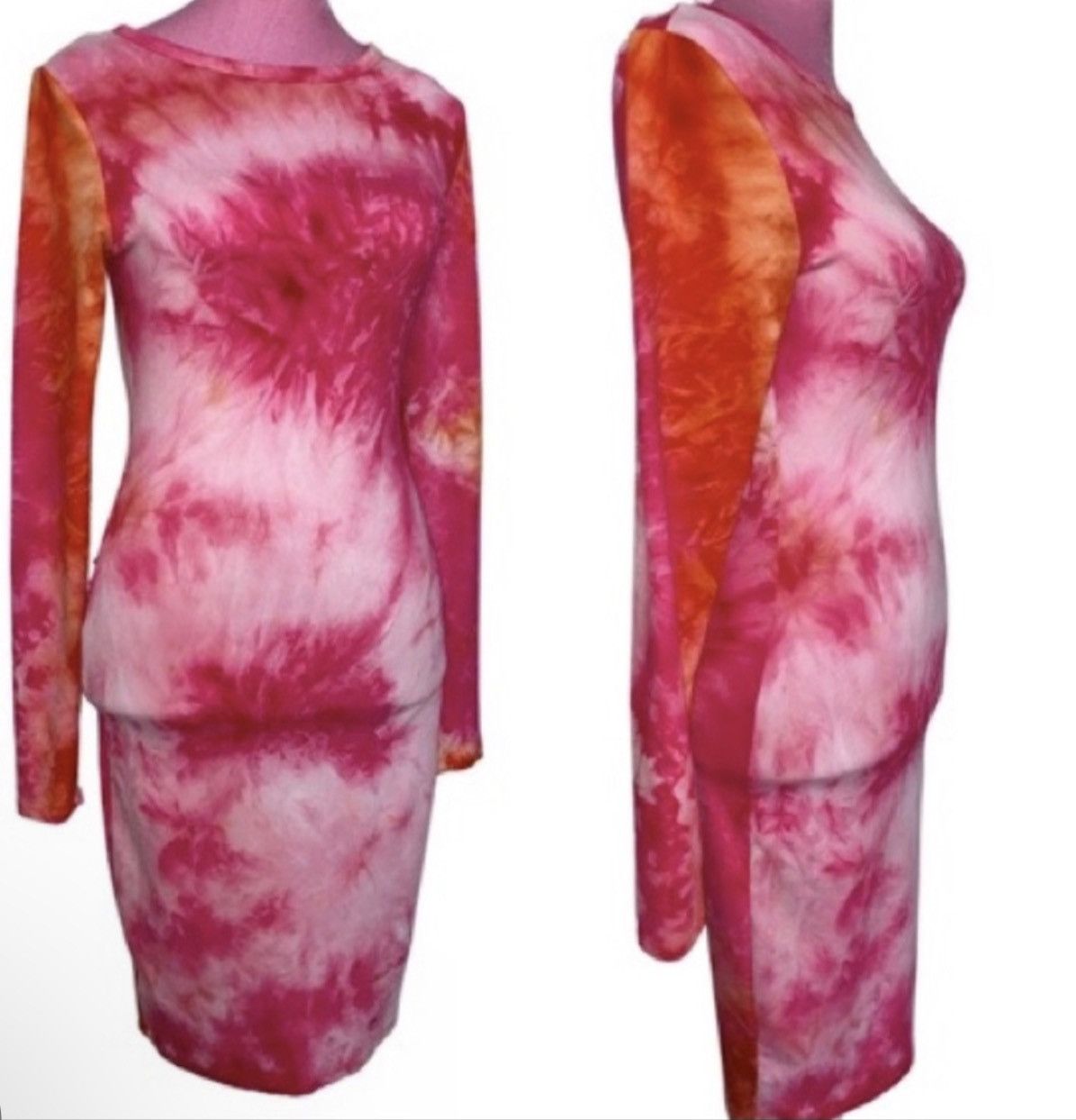 Other Pink & orange Tie Dye Dress stretchy Small fits medium Size S / US 4 / IT 40 - 2 Thumbnail