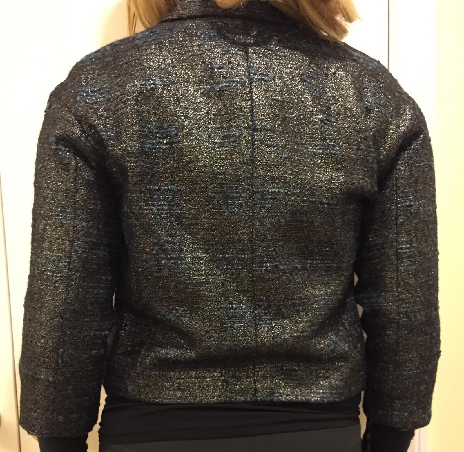 Worthington Worth New York Peacock Lurex Boucle Chic Jacket Ret$698 Sz 0 Size XS / US 0-2 / IT 36-38 - 7 Thumbnail