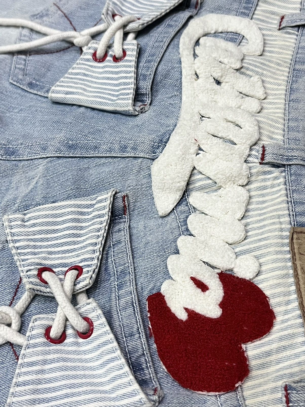 Vintage CALIFORNIA❤️Bold Spellout Laced Pockets Light Wash Shorts ❤️ Size 27" / US 4 / IT 40 - 8 Thumbnail