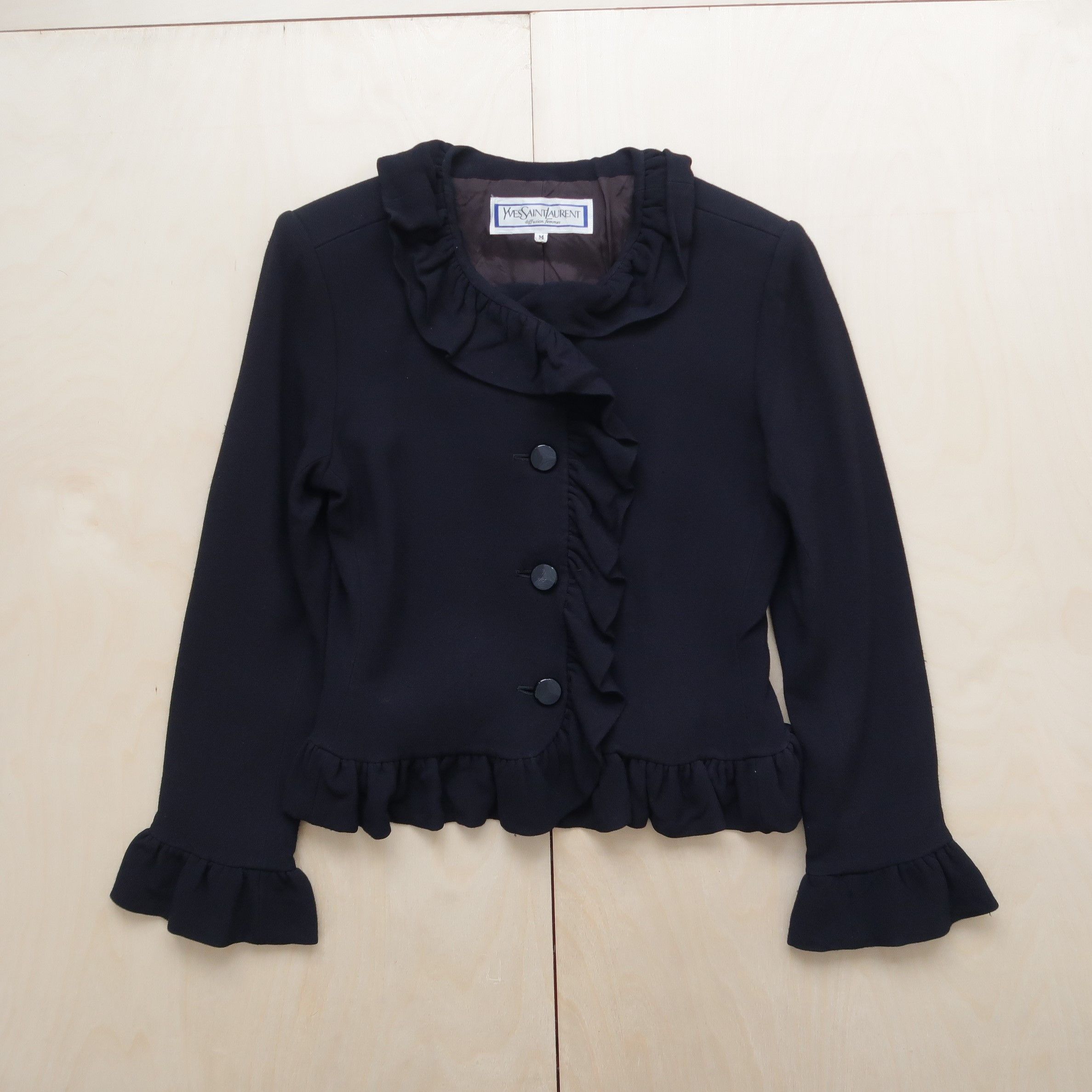 Pre-owned Saint Laurent Paris X Yves Saint Laurent Ysl Yves Saint Laurent Diffusion Femmes Wool Coats In Black