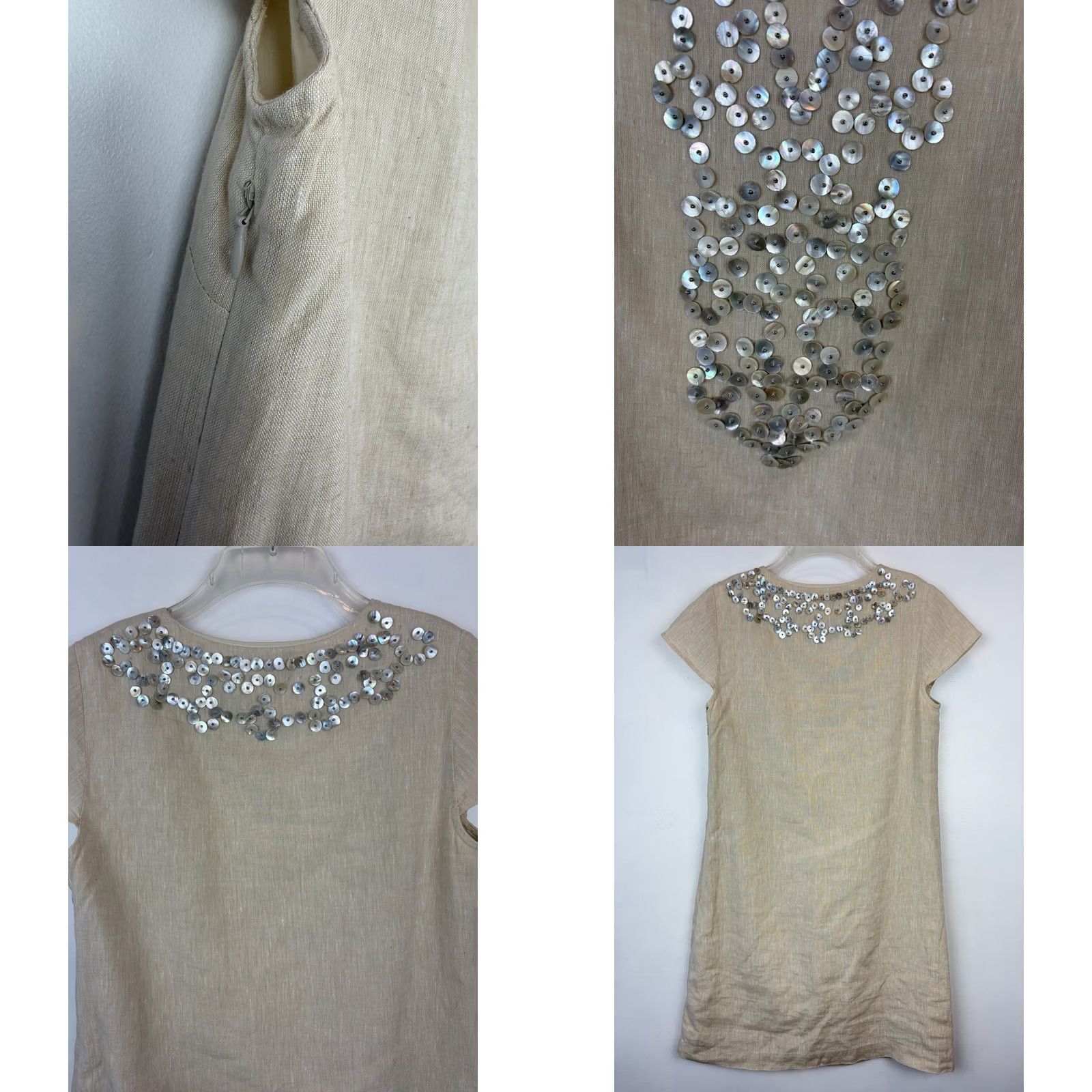Vineyard Vines Vineyard Vines Shift Dress Womens 4 Beige Linen Blend Lined Button Embellishment Size S / US 4 / IT 40 - 8 Thumbnail
