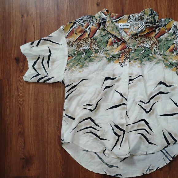 Other Vintage Caribou New York Zebra Lion Leopard Button Shirt Size L / US 10 / IT 46 - 2 Thumbnail