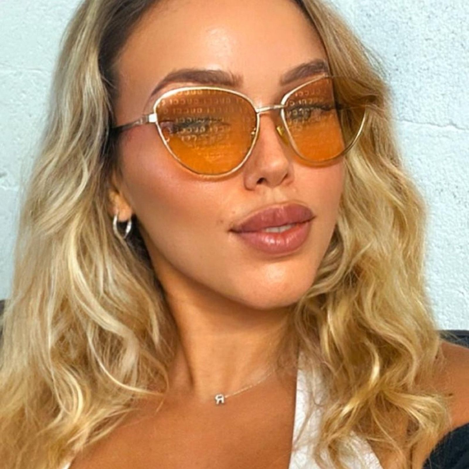NWT Gucci GG0803S-004-58 Gold Cat Eye 58mm Sunglasses Gucci NWT GUCCI Gg0803s-004 Logo Cat Eye(GG0803S-004-58) main image 2