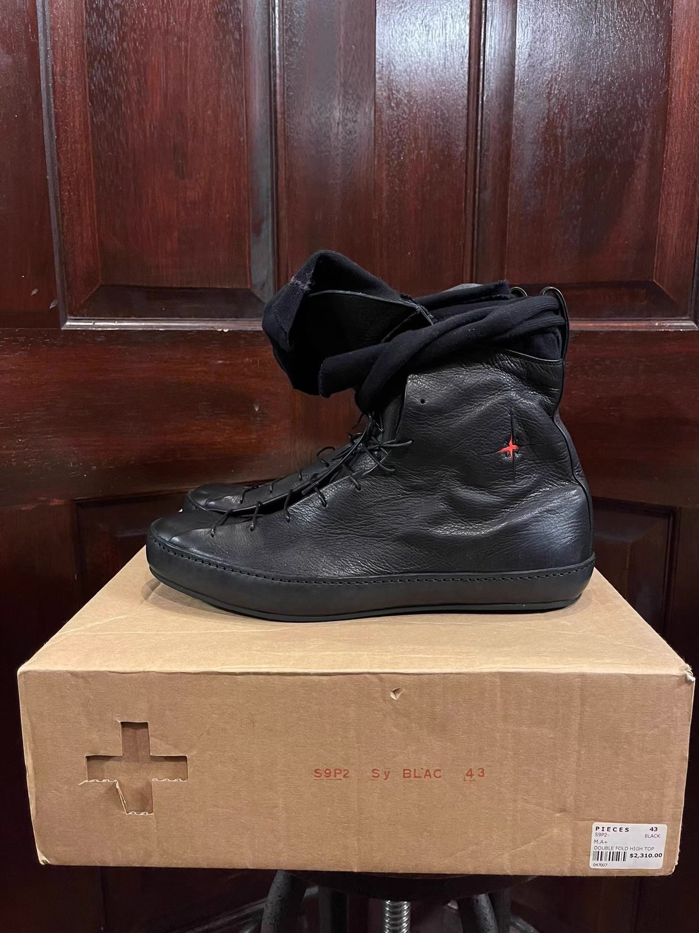 Ma+ m.a+ Men's Black Double Fold High-Top Sneakers. Ｑ25 Size US 10.5 / EU 43-44 - 2 Thumbnail