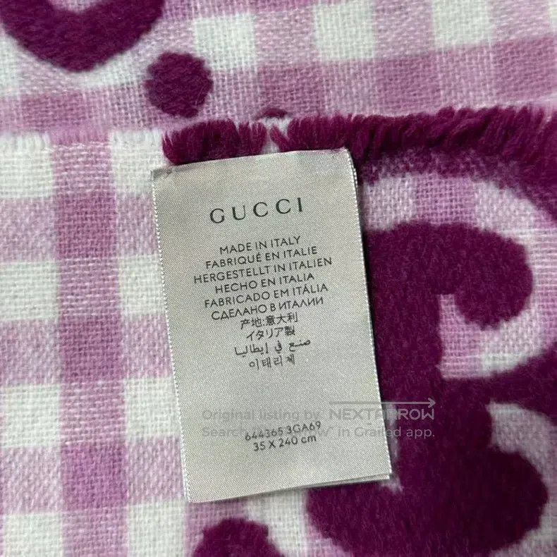 Gucci Gucci Pink plush logo plaid scarf Size ONE SIZE - 6 Thumbnail