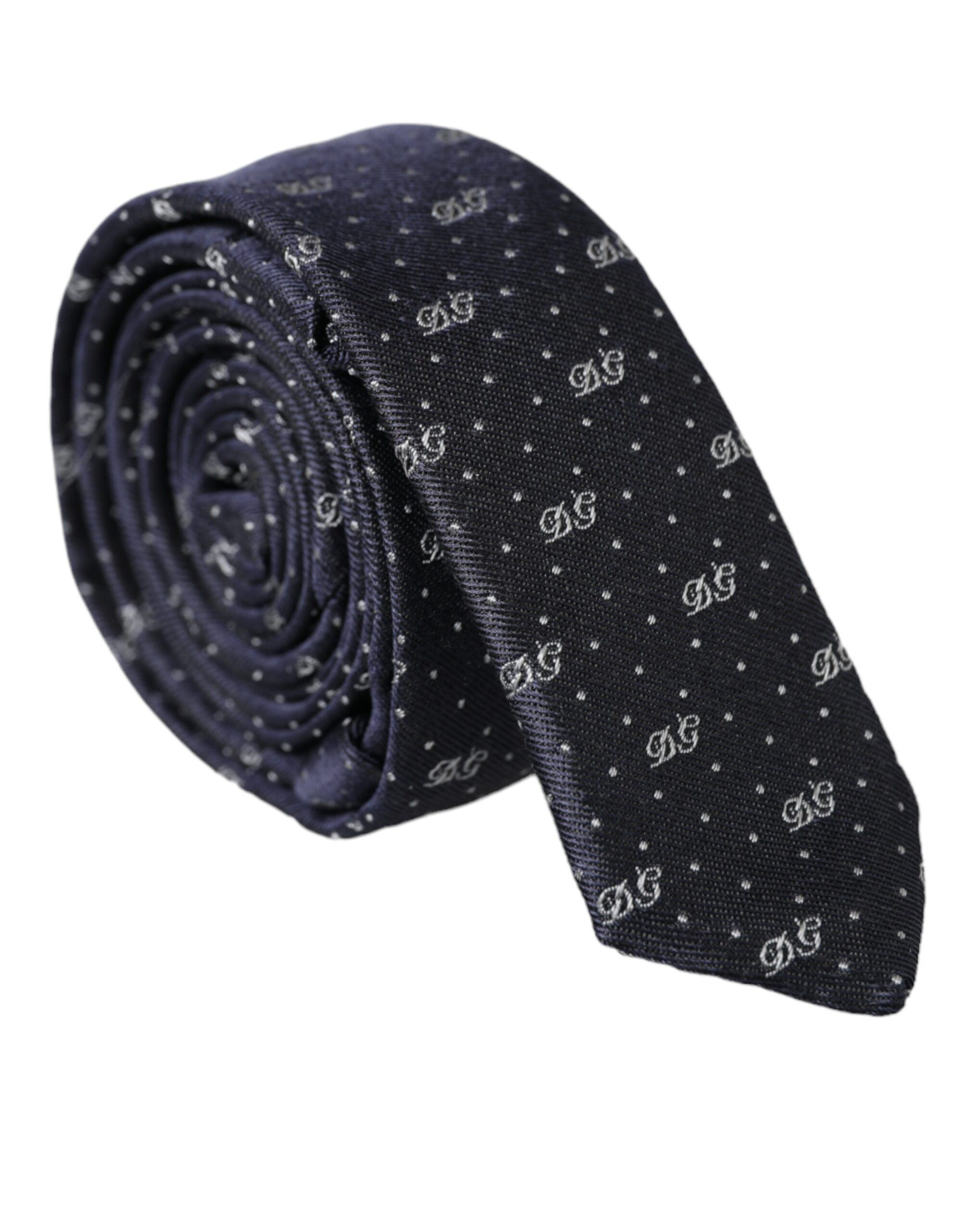 Dolce & Gabbana Blue DG Logo 100% Silk Adjustable Men's Tie Size ONE SIZE - 1 Thumbnail