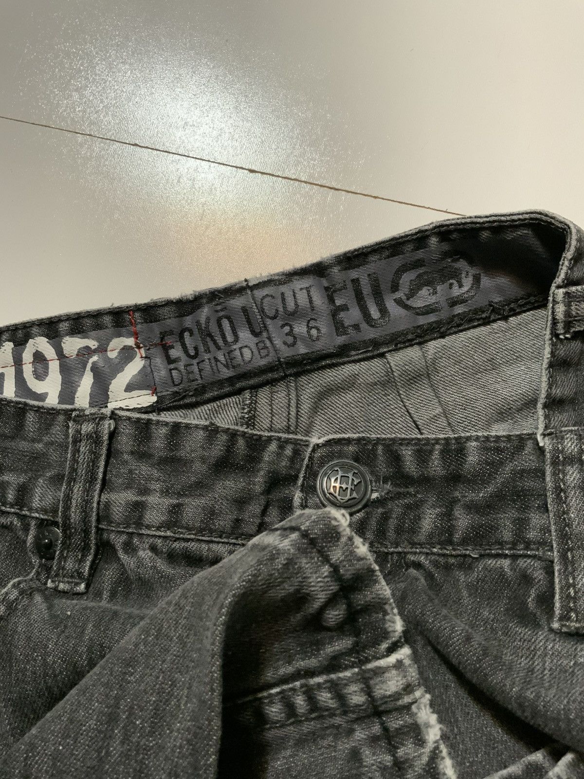 Ecko Unltd. × Vintage Vintage Y2K Marc Ecko Black Baggy Loose Pocket Denim Jeans Size US 34 / EU 50 - 9 Thumbnail