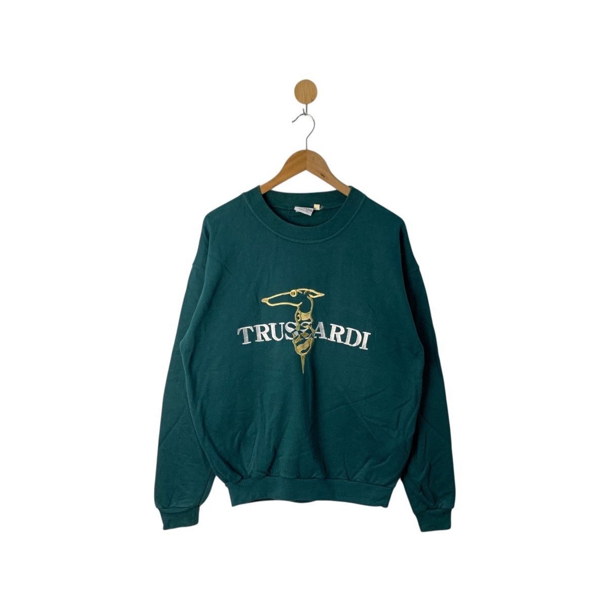 Trussardi Vintage Oversized Trussardi Embroidered Sweatshirt Jumper Size US L / EU 52-54 / 3 - 1 Thumbnail