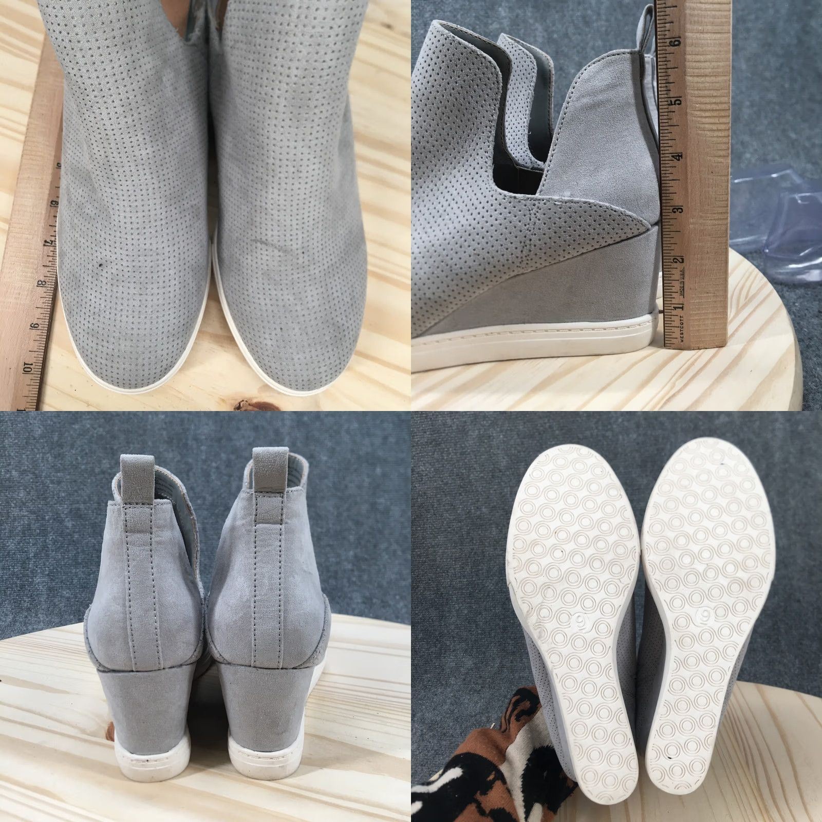 Vintage A New Day Boots Womens 9 Caralie Casual Slip On Wedge Ankle Bootie Gray Fabric Shoes Womens Caralie Wedge Bootie Gray Fabric Size US 9 / IT 39 - 8 Thumbnail