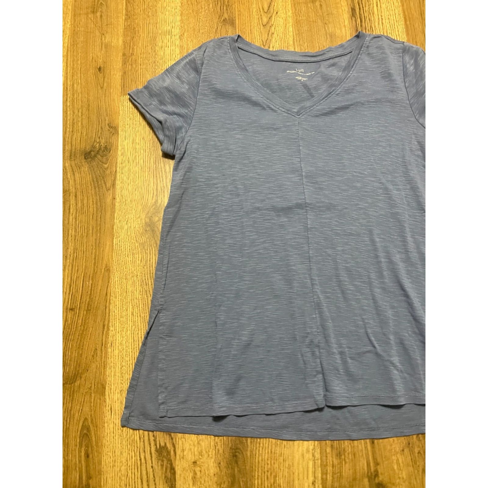 J. Jill J. Jill Shirt Womens Small Blue V-Neck Pima Short Sleeve Tee Shirt Size S / US 4 / IT 40 - 3 Thumbnail