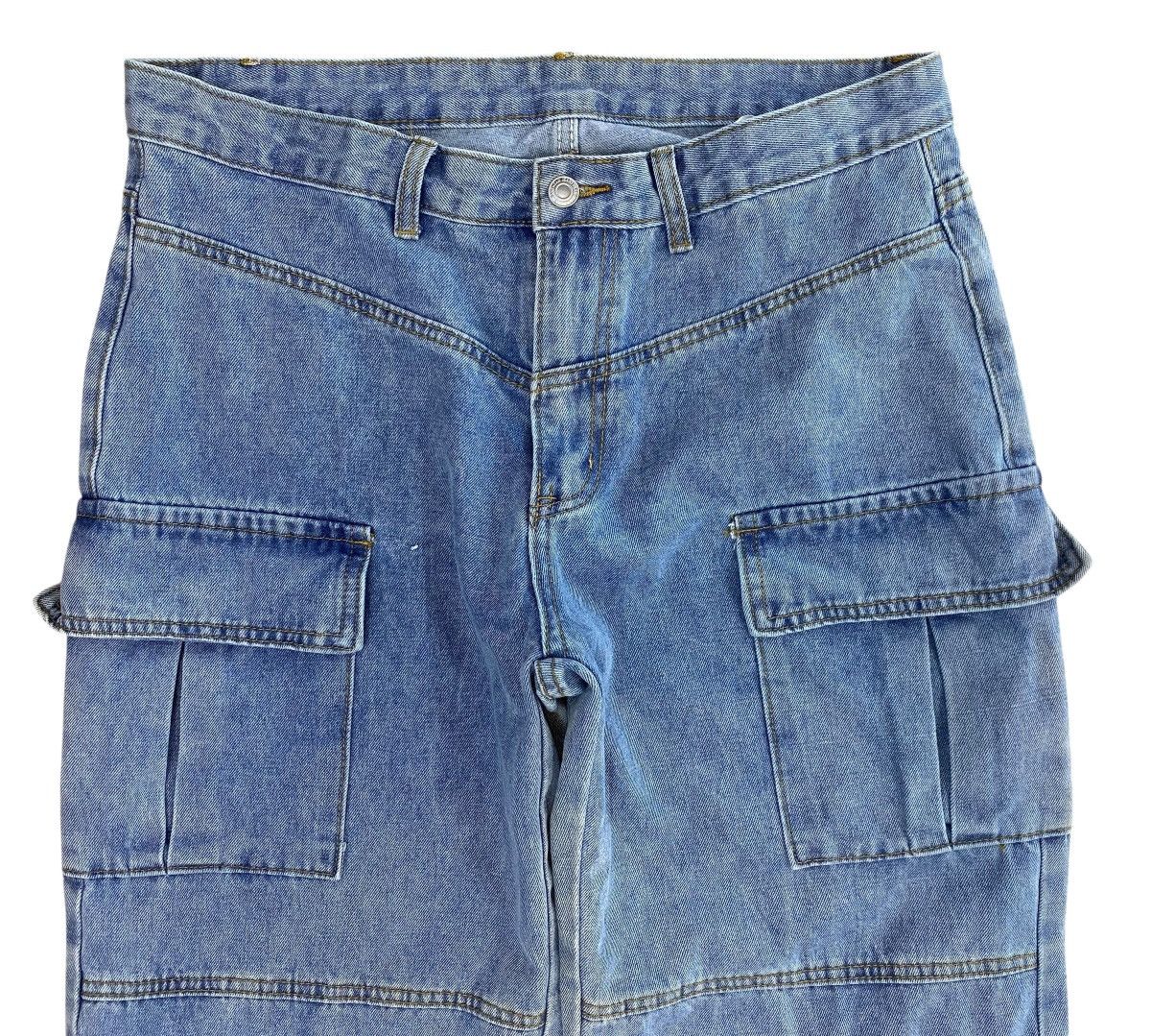 Shein Shein Baggy Light Wash Carpenter Jeans with Utility Pockets Size US 34 / EU 50 - 2 Thumbnail