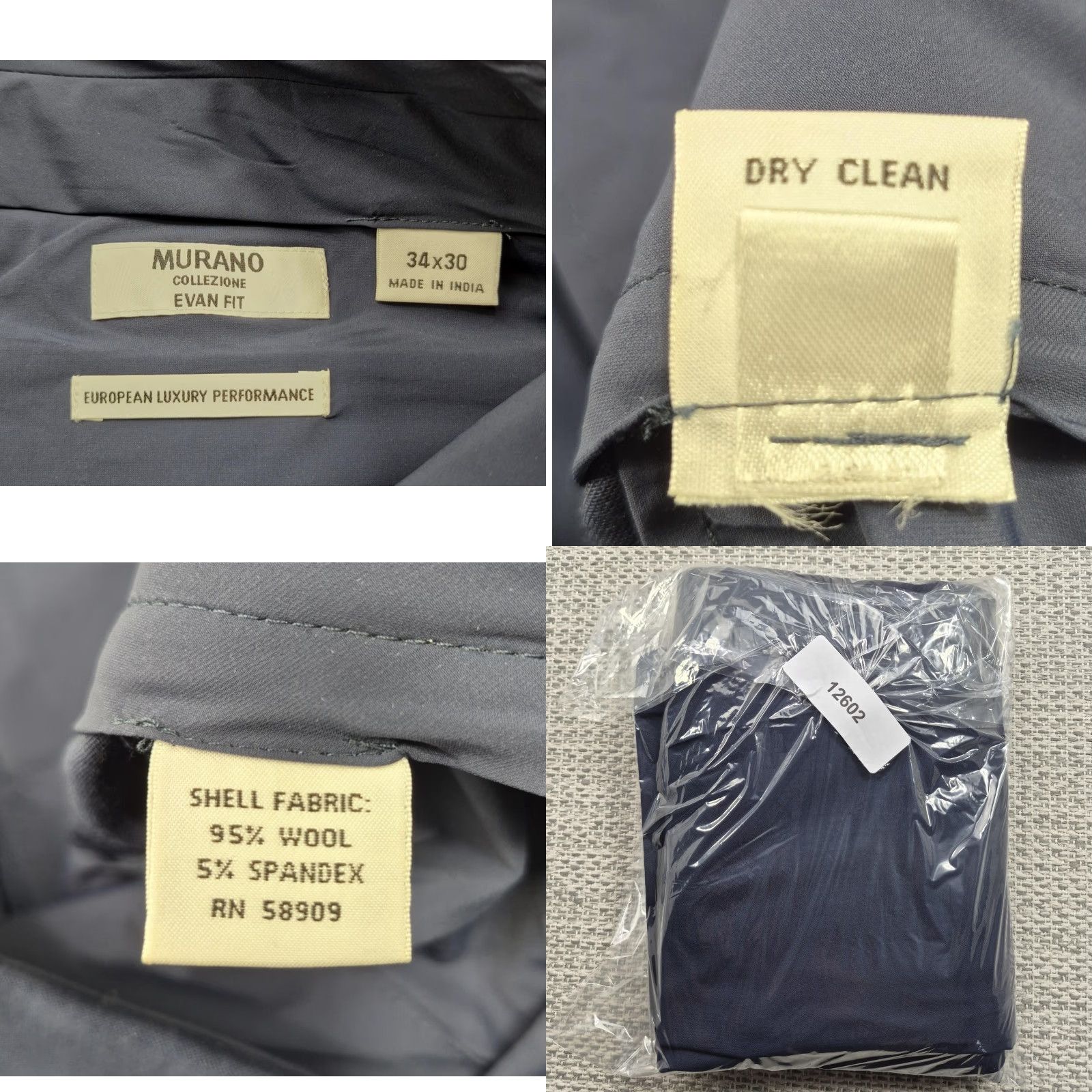 Murano Murano Collezione Evan Fit Dress Pants Mens 34x30 Blue Wool Stretch Flat Front Size US 34 / EU 50 - 8 Thumbnail