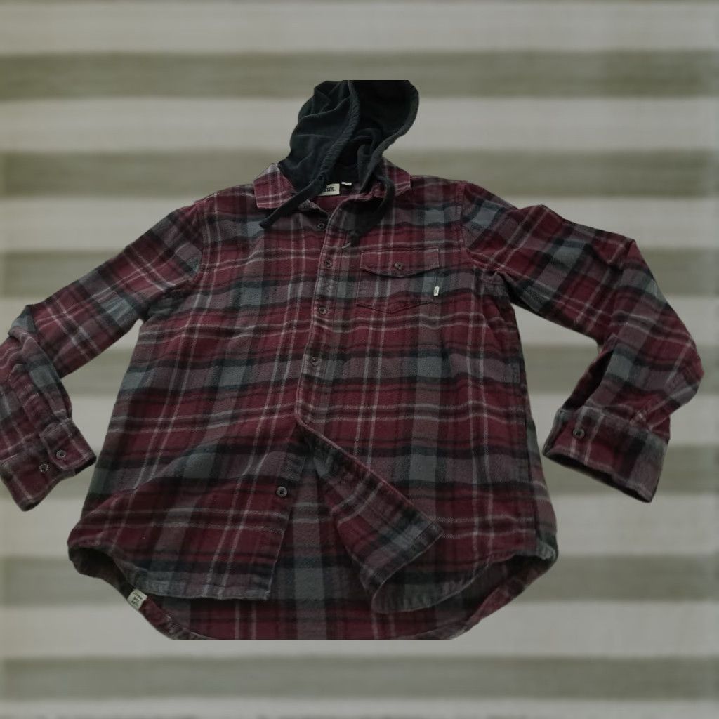 Vans VANS Sweatshirt Shirt Hooded Plaid Flannel Button Vintage Small Unisex Adults Purple-tinged Size US S / EU 44-46 / 1 - 1 Thumbnail