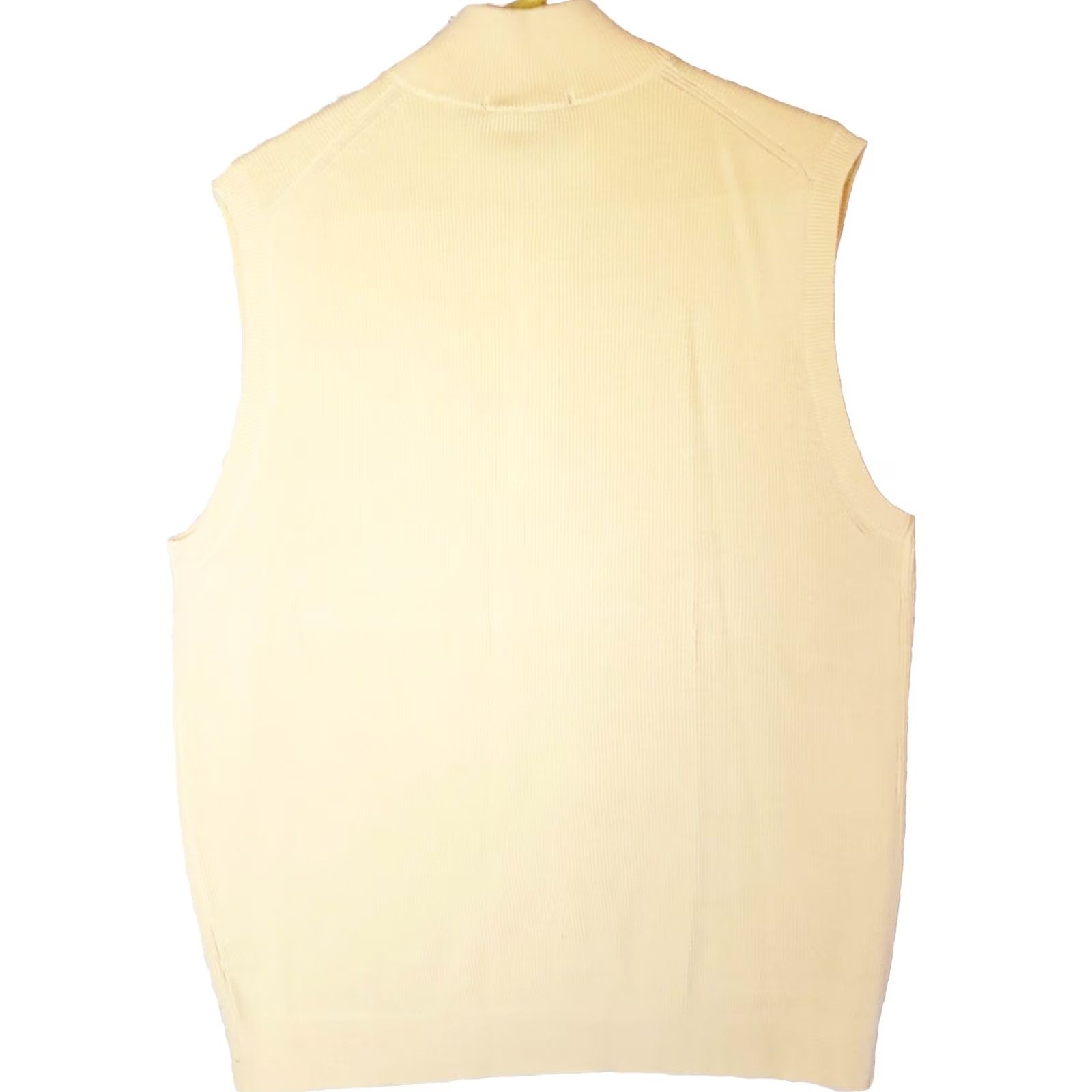 Vintage Raffi Sweater Mens L Yellow Zip Ribbed Knit Cotton Vest Mock Neck Leather Size US L / EU 52-54 / 3 - 7 Thumbnail