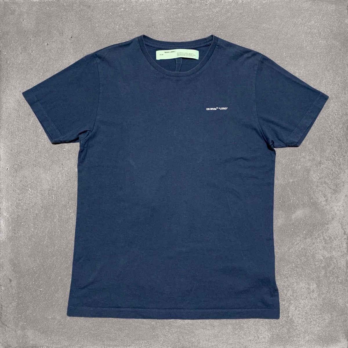 Off White Medium Logo Blue Tee Virgil Abloh