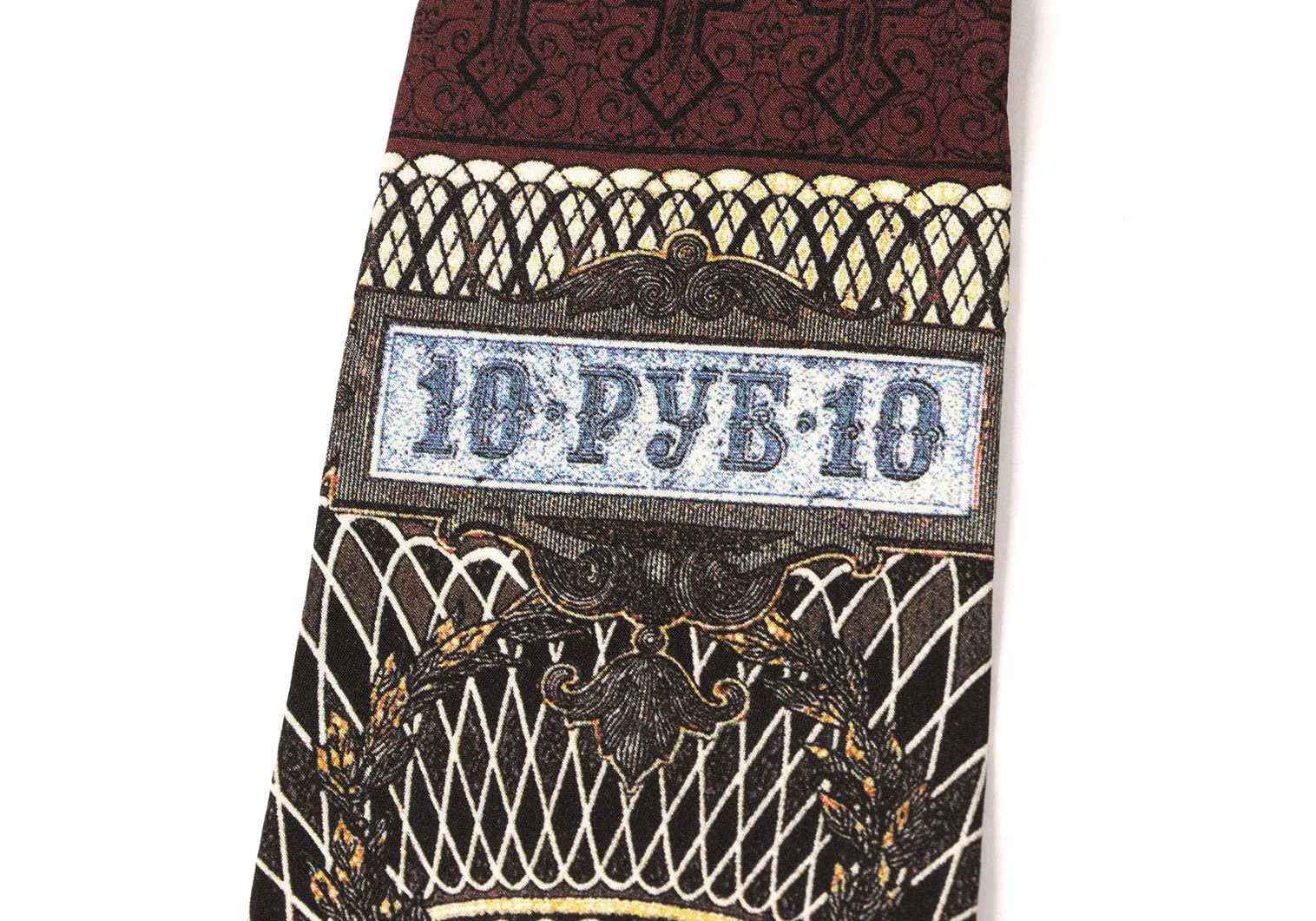 Jean Paul Gaultier Silk Tie with Bill Print in Wine and Black Size ONE SIZE - 7 Thumbnail