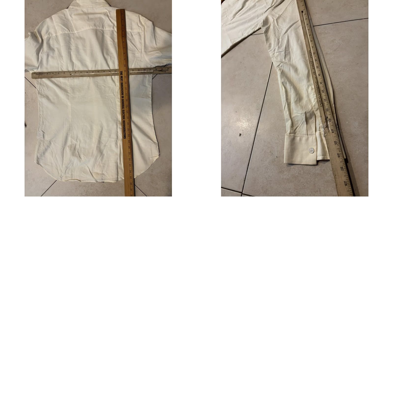 Logo 7 D&G Shirt Mens 36 White Button Down Long Sleeve Dress Classic Pocket Logo IVORY Size 36R - 8 Thumbnail