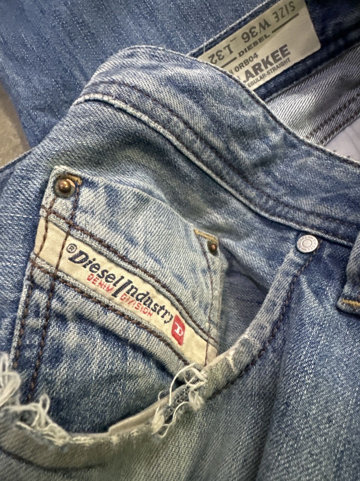Japanese Brand × Vintage Vintage Distressed Diesel Industry Thrashed Jeans Size US 36 / EU 52 - 17 Thumbnail