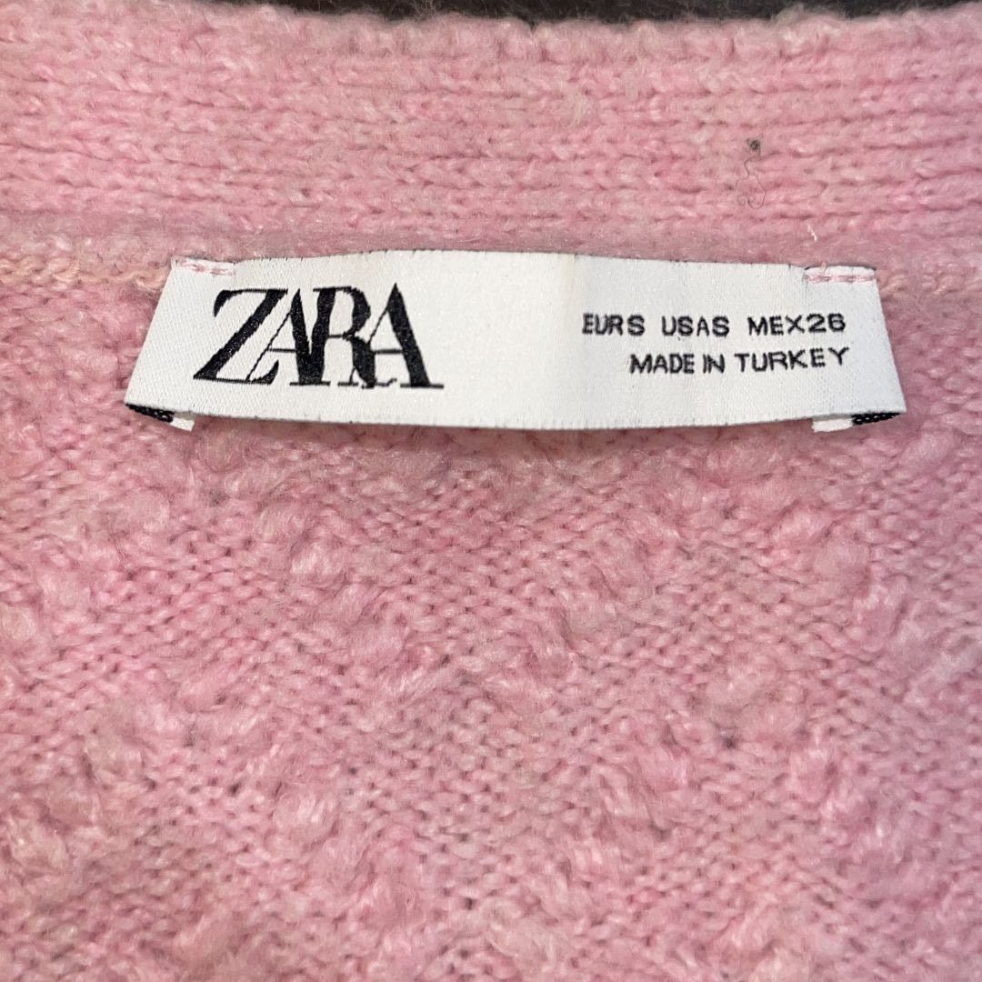 Zara Pink Chunky Knit Button Cropped Cardigan Sweater Spring Chic Size S / US 4 / IT 40 - 4 Thumbnail