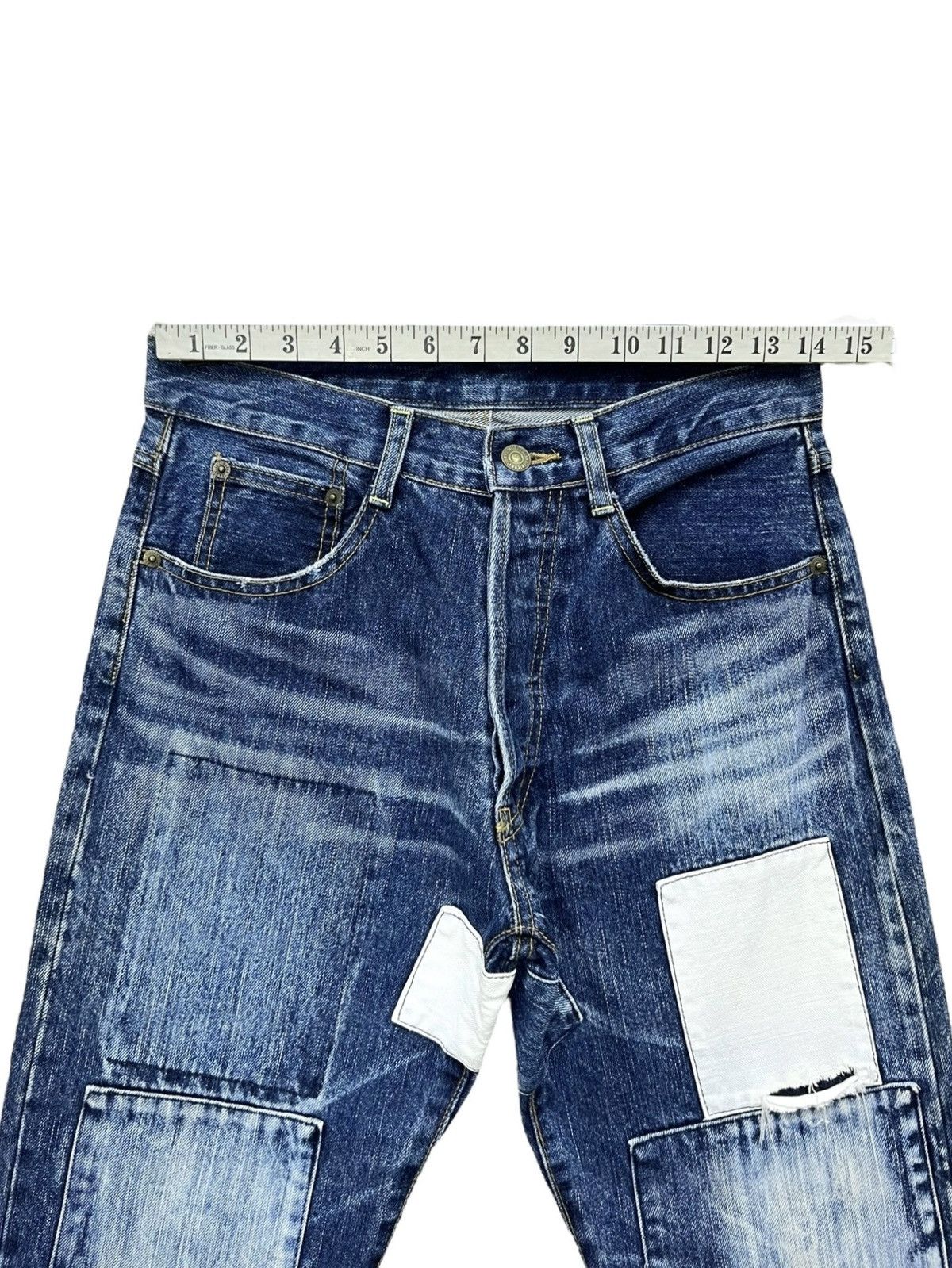 KOJIMA GENES Vintage KARAKOTO KOJIMA Grunge Patchwork Bleach Faded Denim Size US 28 / EU 44 - 13 Thumbnail