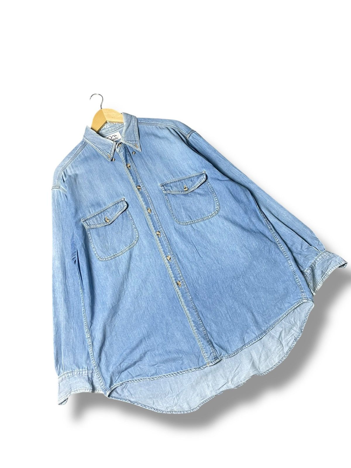 Japanese Brand × Vintage Monsieur Missa Sport Brand Denim Butoon Up Shirt (83) Size US L / EU 52-54 / 3 - 5 Thumbnail