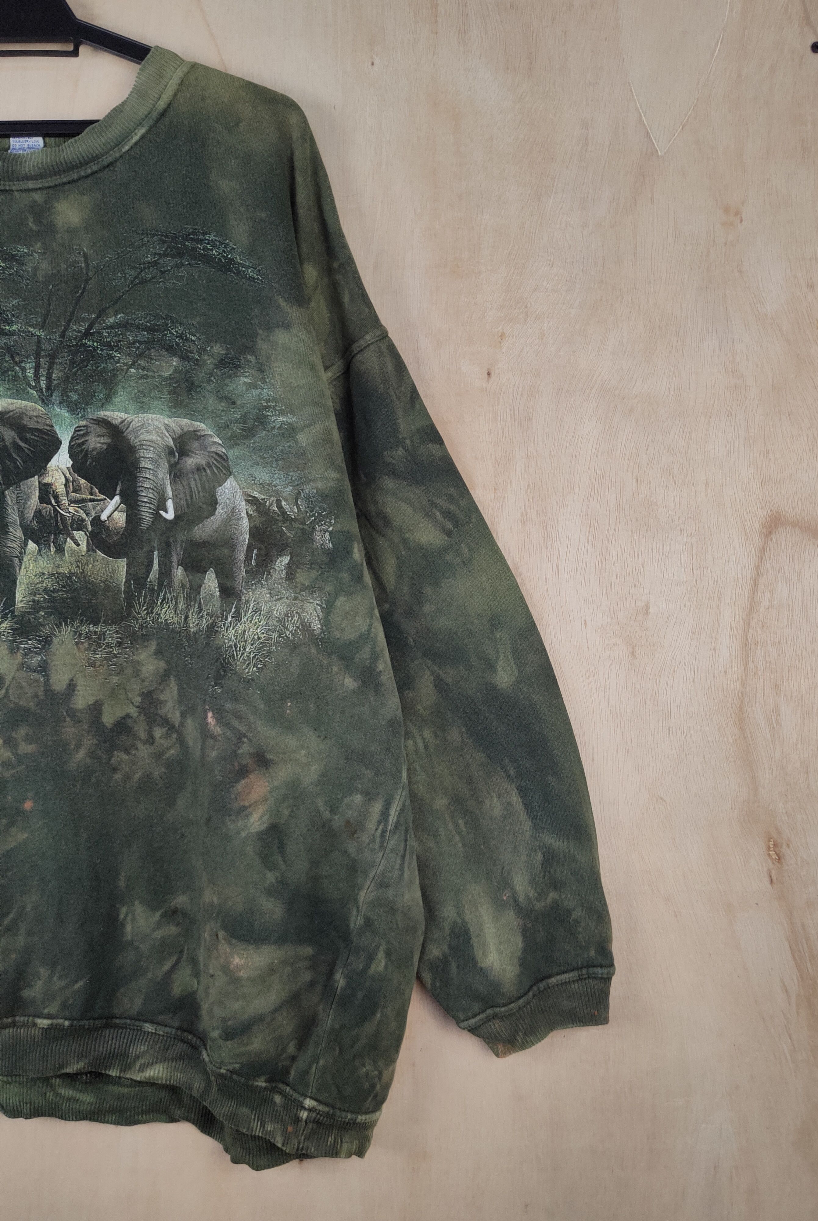 Japanese Brand Army Green Elephant acid wash vintage Sweatshirts #S2494 Size US L / EU 52-54 / 3 - 6 Thumbnail