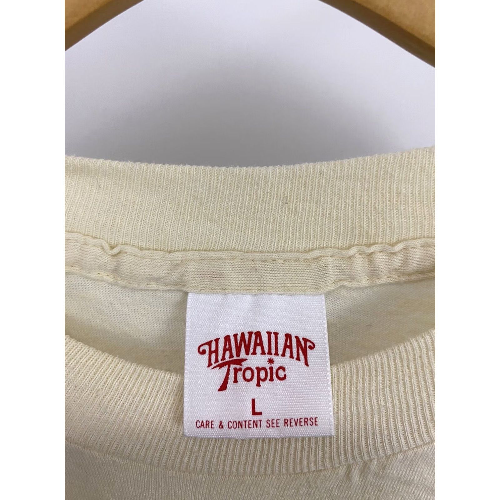 Vintage VTG 80s Hawaiian Tropic Tanning Bold Surf Graphic Hobie Paper Thin T-Shirt L Mens Cream/Beige Size US L / EU 52-54 / 3 - 6 Thumbnail