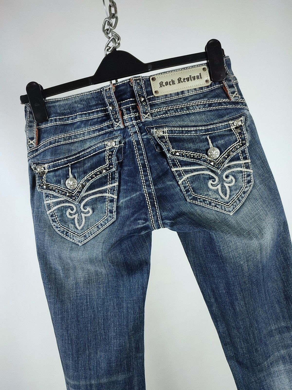 Rock Revival Y2K Rock Revival Rhinestones Embroidered Denim Jeans Size 27" / US 4 / IT 40 - 1 Thumbnail