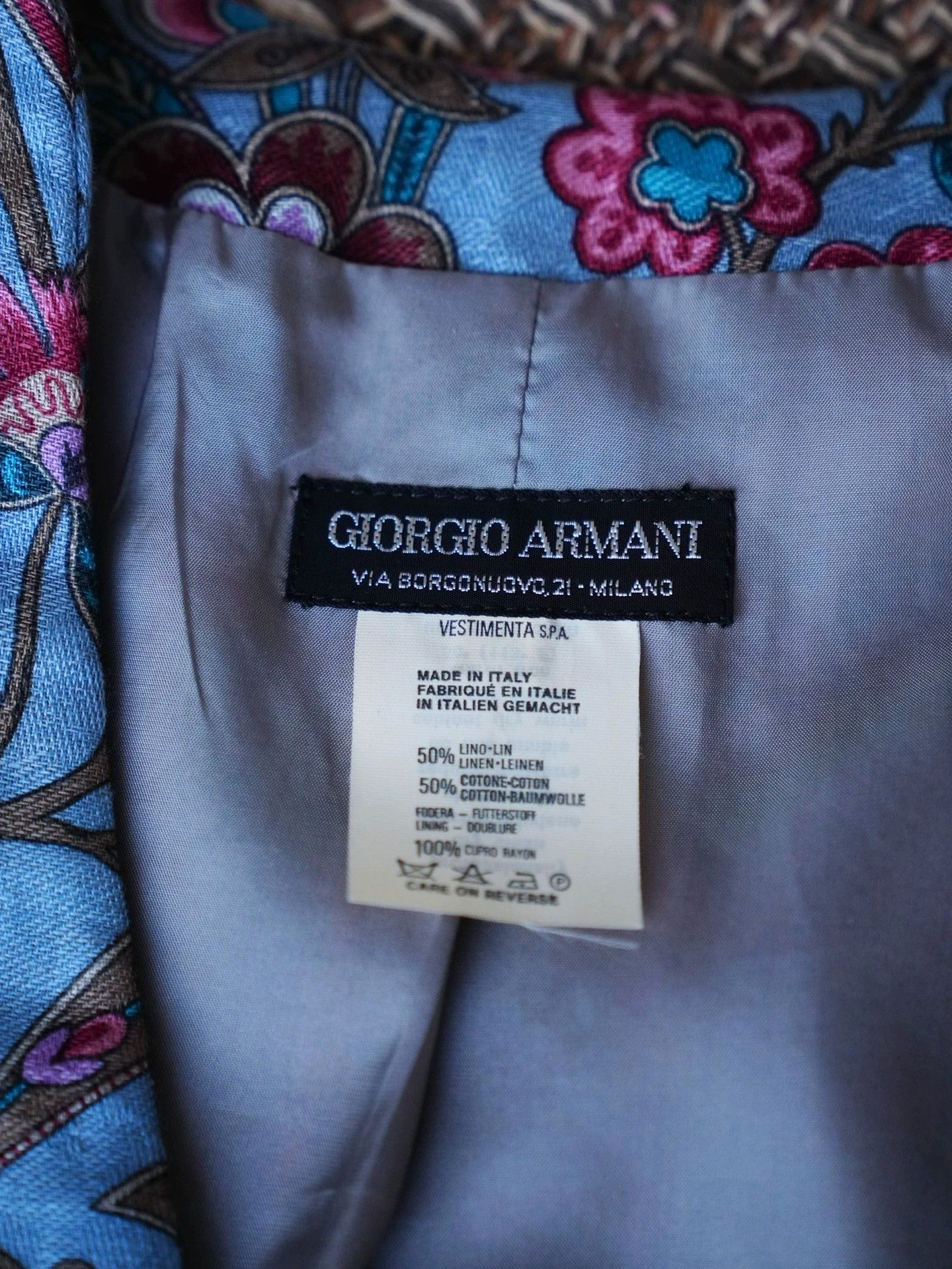 Giorgio Armani Giorgio Armani 90s Cotton-Linen Oriental Floral Blazer Size M / US 6-8 / IT 42-44 - 4 Thumbnail