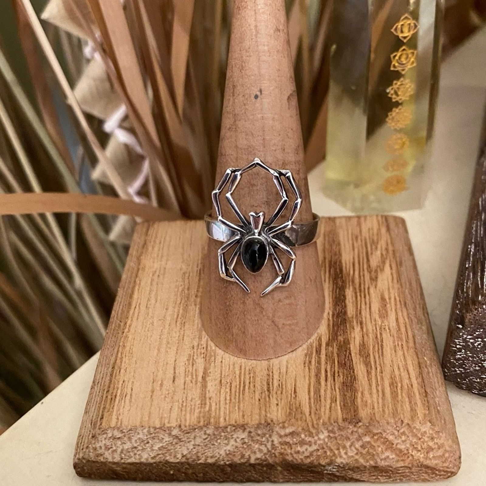 The Unbranded Brand Spider Black Onyx Sterling Silver Ring Size ONE SIZE - 1 Thumbnail