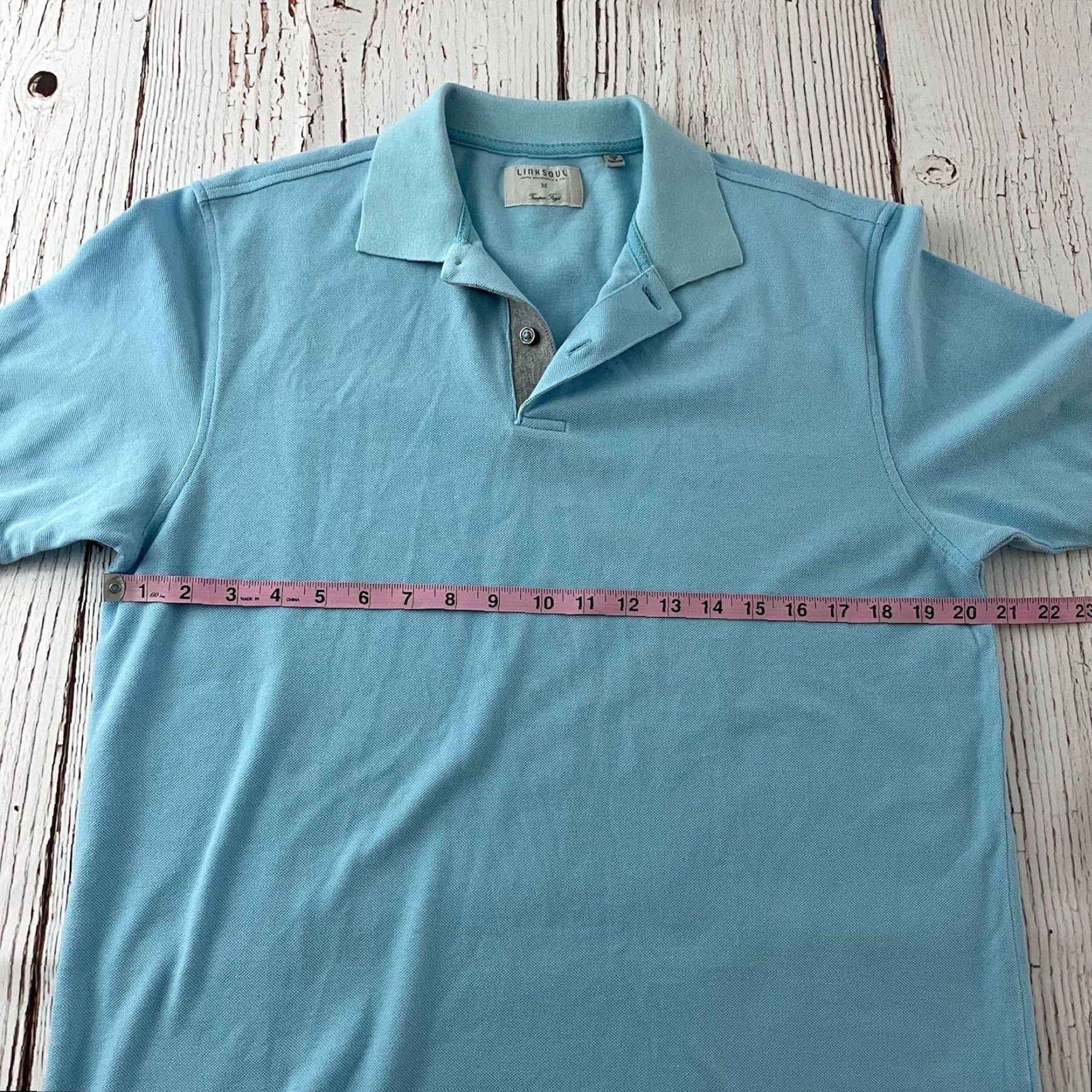 Vintage Linksoul Short Sleeve Button-Up Polo Shirt Mens Medium Solid Blue Polo Shirt Size US M / EU 48-50 / 2 - 3 Thumbnail