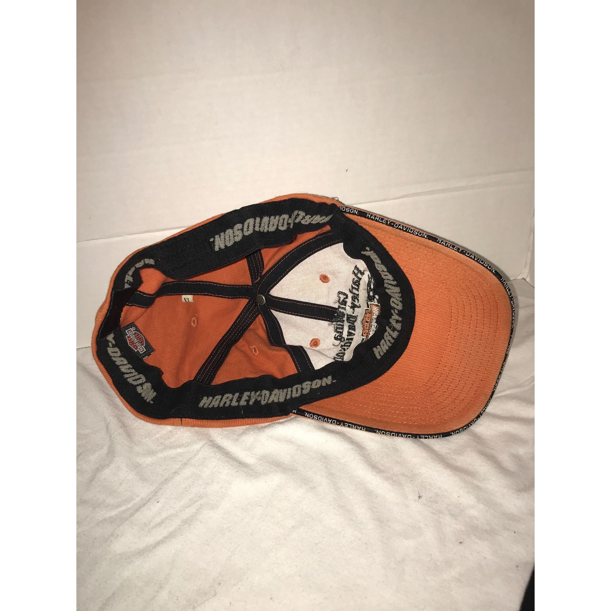 Vintage Harley-Davidson Orange Baseball Cap XL Carolina Gastonia NC Size ONE SIZE - 3 Thumbnail