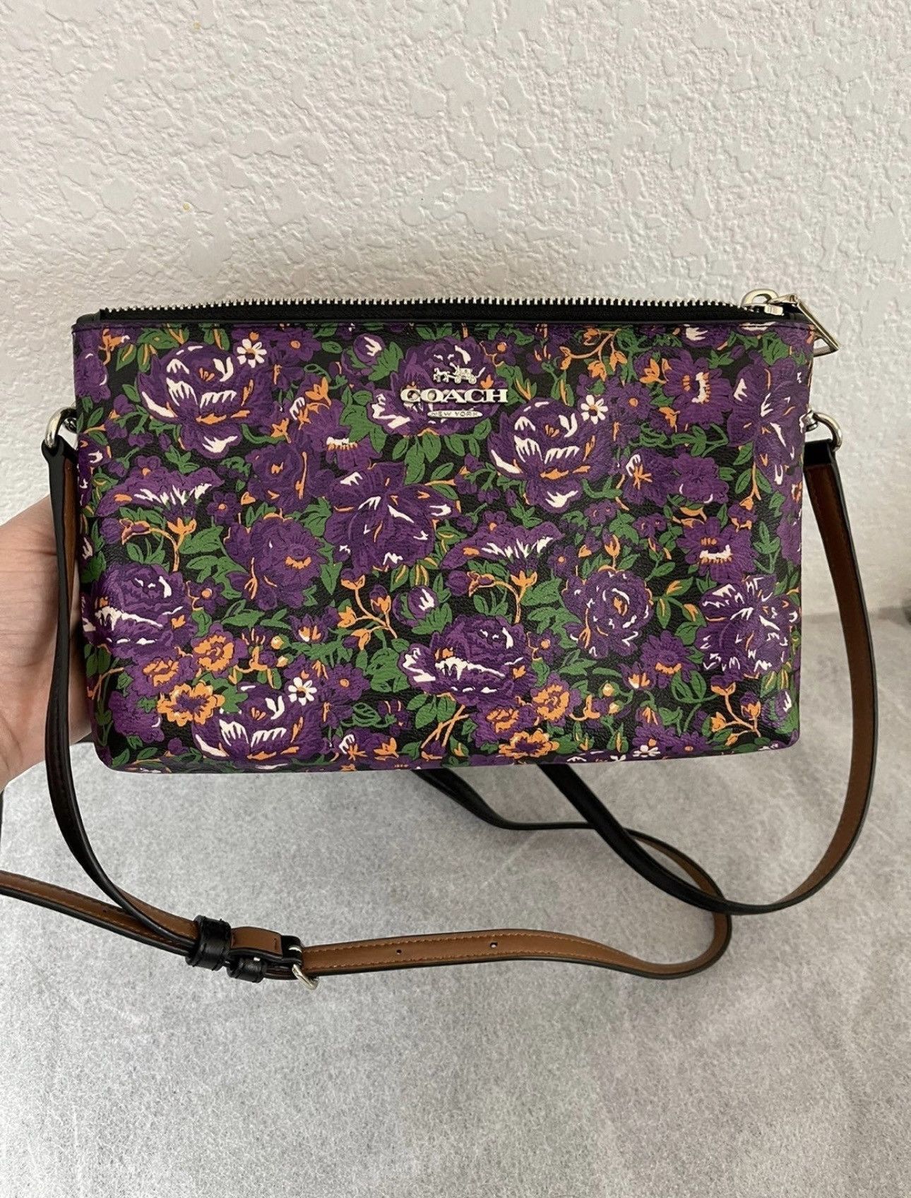 Coach Retail $350 COACH LYLA FLORAL PRINT IN PURPLE CROSSBODY BAG Size ONE SIZE - 1 Thumbnail
