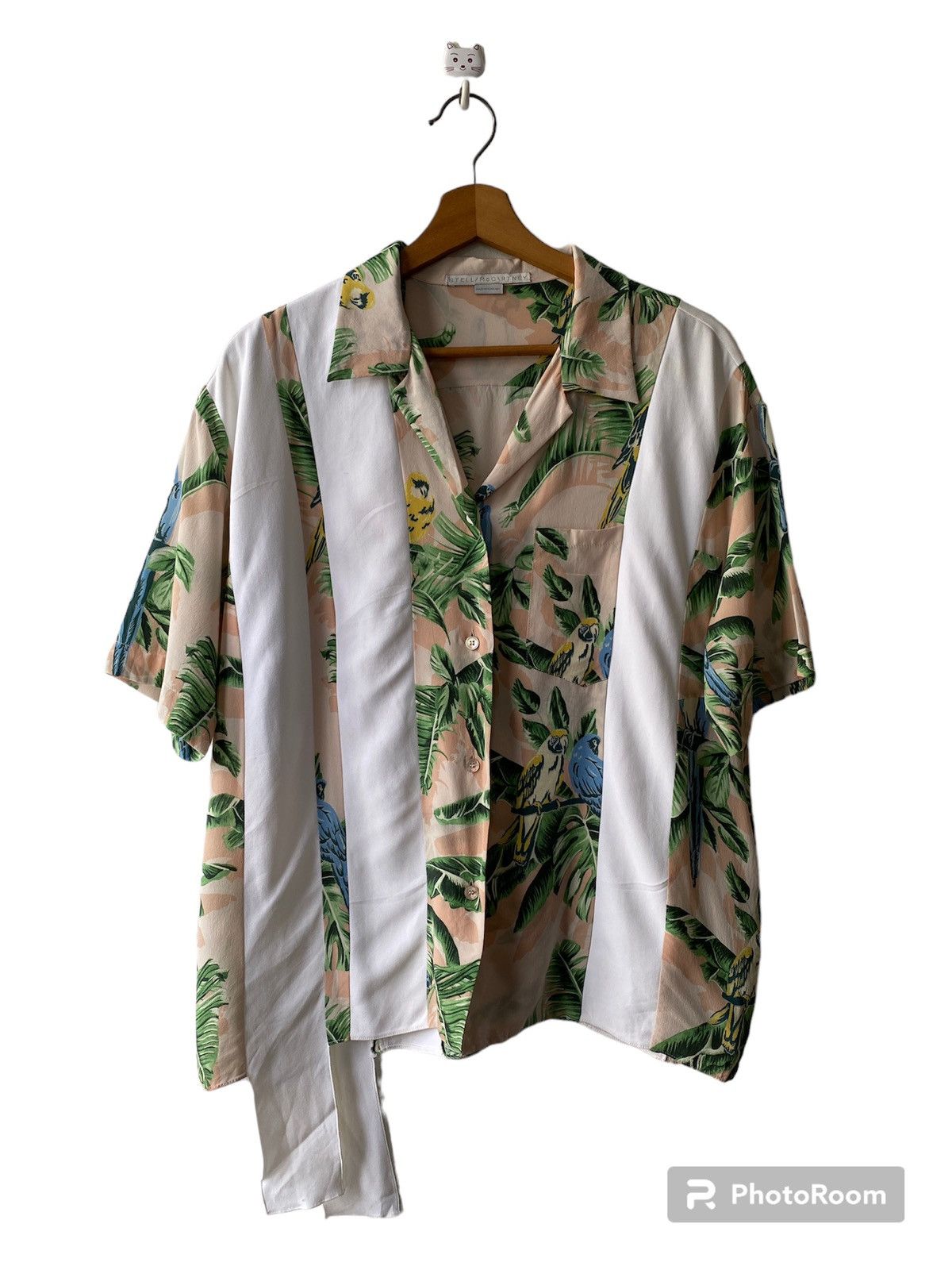 Stella McCartney Stella McCartney Stripe And Tropical Print Silk Shirt Size L / US 10 / IT 46 - 2 Thumbnail