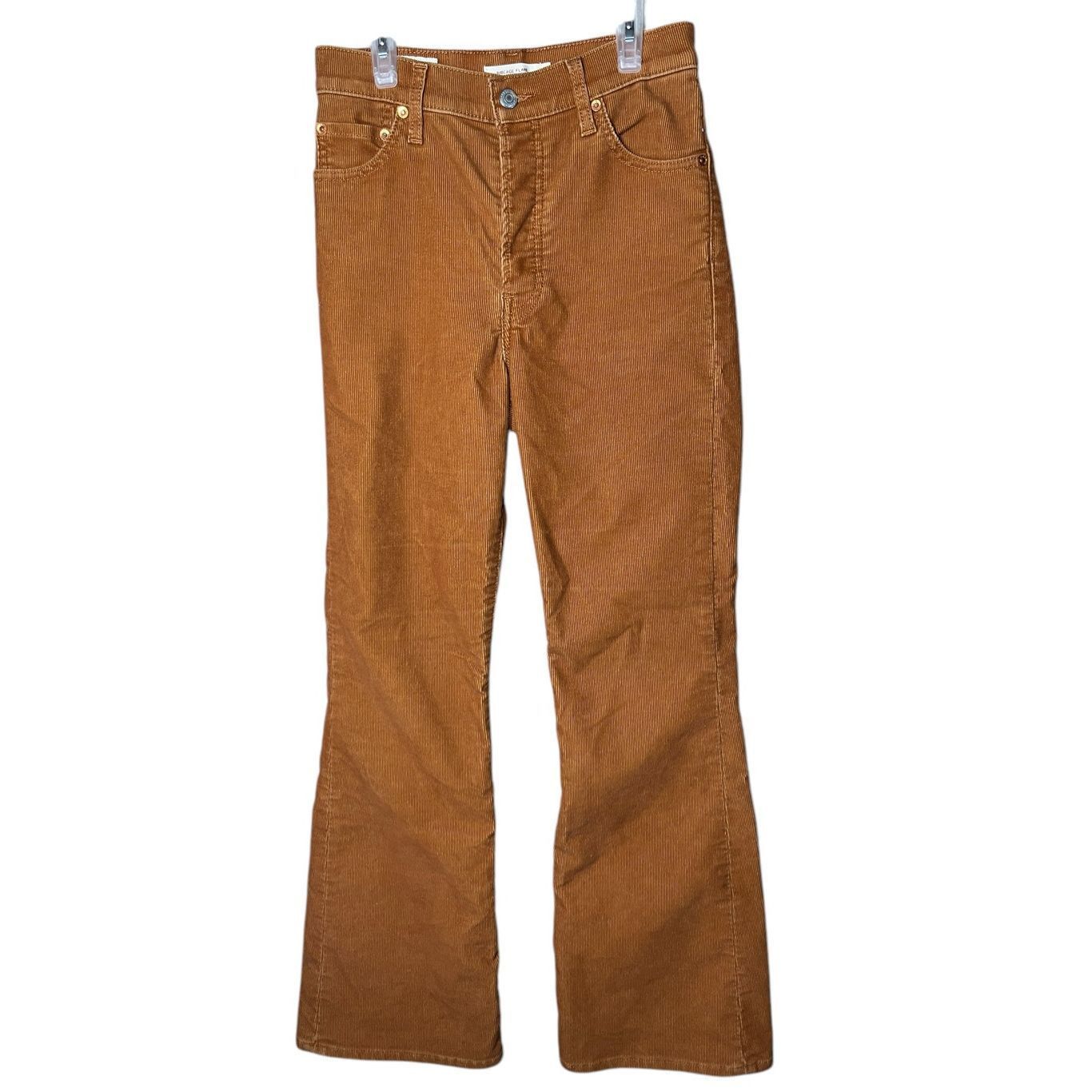 Levi's Levis Ribcage Flare Button Fly Brown Corduroy Pants Boho 70s Size 26" / US 2 / IT 38 - 1 Thumbnail