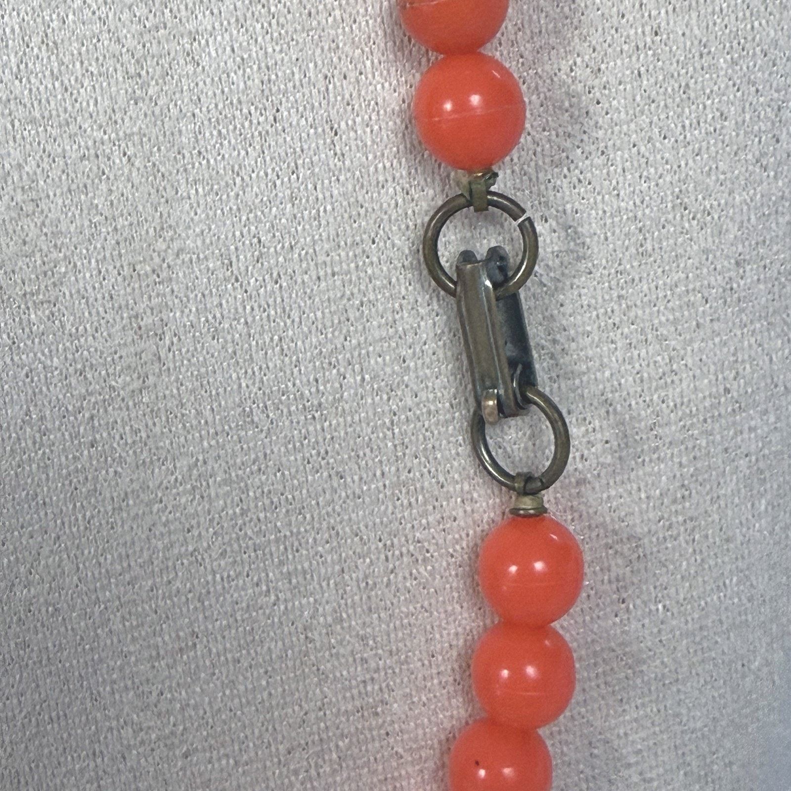 Vintage Orange Beaded Necklace Flapper Length 52" Vintage 1980s Boho Size ONE SIZE - 4 Thumbnail