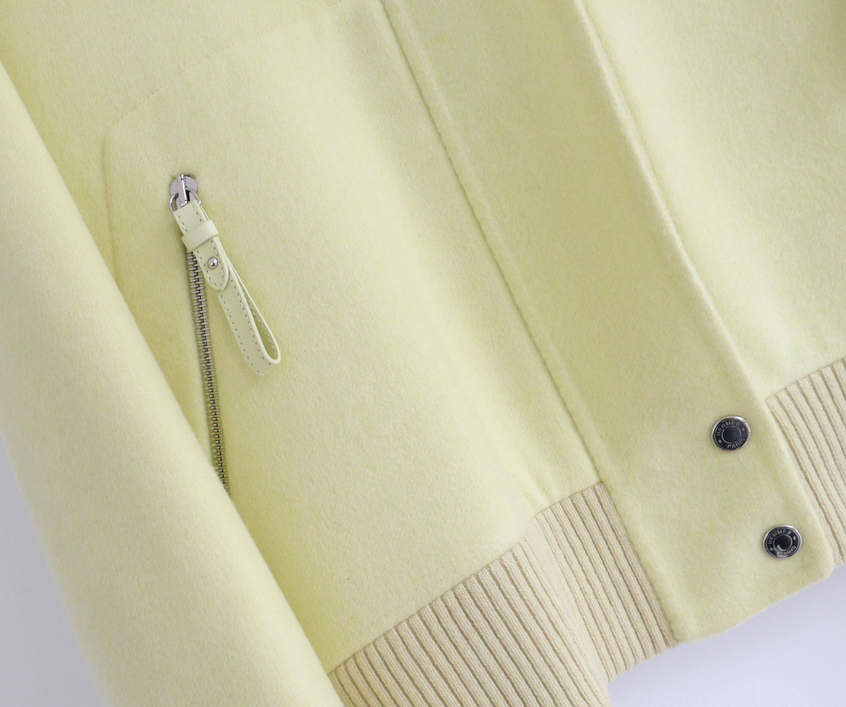 Hermes Hermes Acid Yellow Double Faced Cashmere Hooded Jacket Size XS / US 0-2 / IT 36-38 - 3 Thumbnail