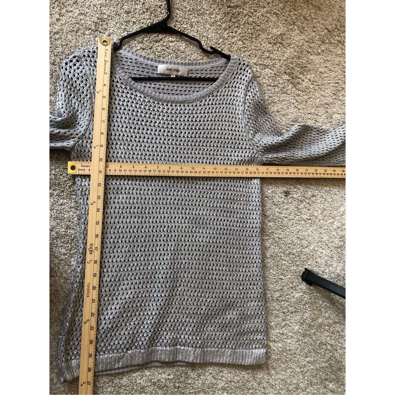 Other Jones Studio Women’s Silver Knitted 3/4 Sleeve Crew Neck Blo Size M / US 6-8 / IT 42-44 - 7 Thumbnail