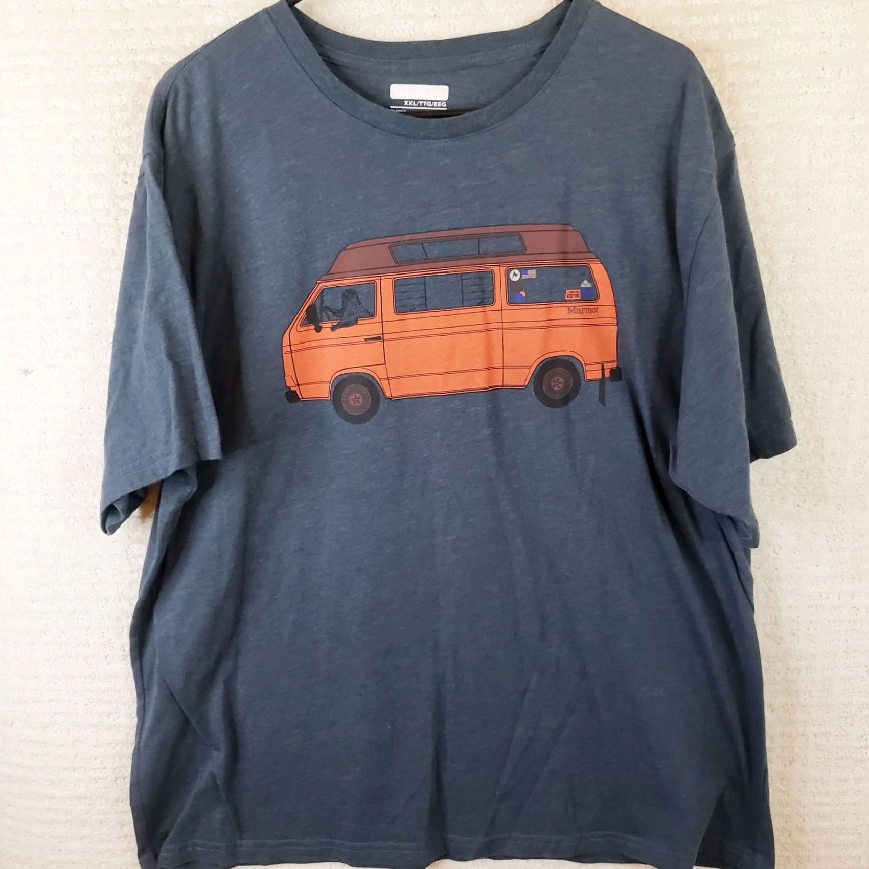 Marmot Marmot Van Life Tee Short Sleeve Mens XXL Gray Jersey Crew Neck Van Graphic Front T-Shirt Size US 39 - 2 Thumbnail