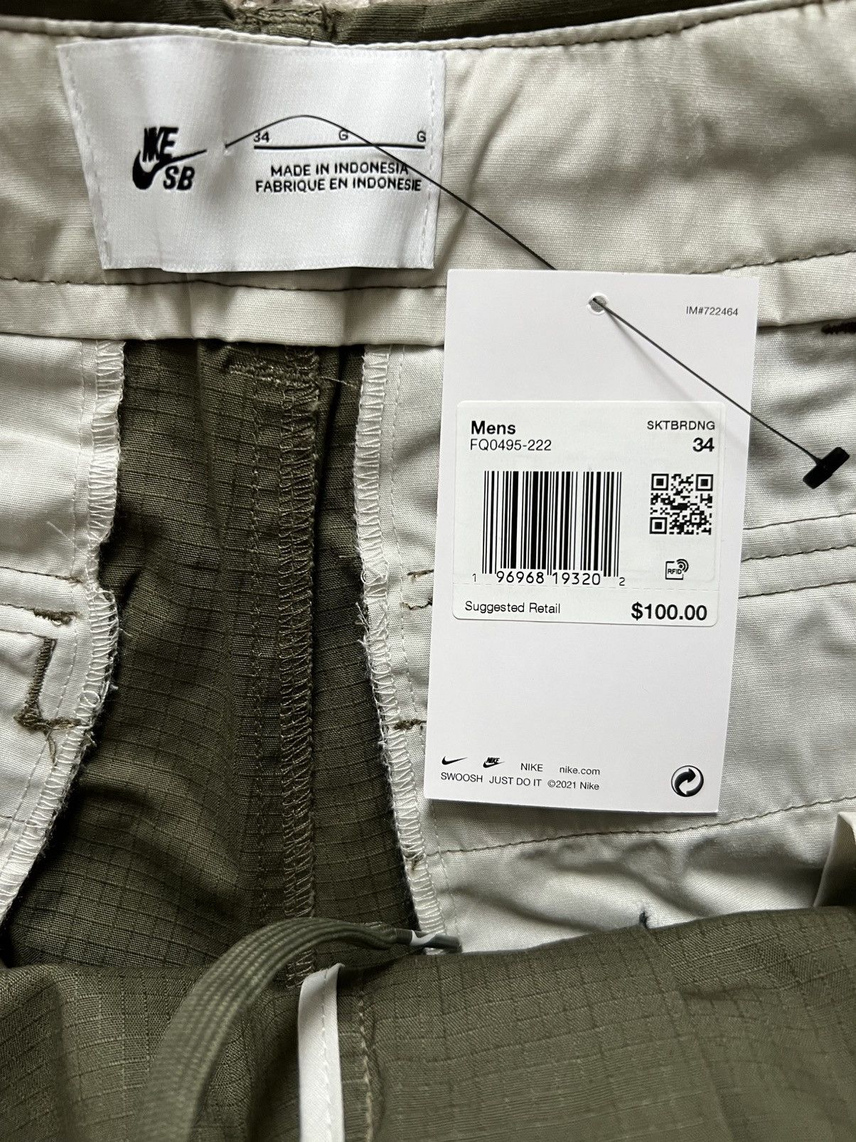 Nike Nike SB Kearny Skateboarding Cargo Pants Olive Green Size US 34 / EU 50 - 9 Thumbnail