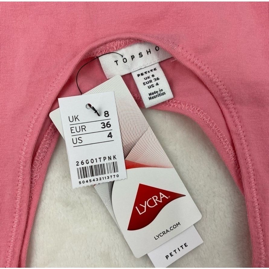 Topshop NWT Topshop Women's Pink Scoop Neck Crop Tank Top Size 4 Size S / US 4 / IT 40 - 3 Thumbnail