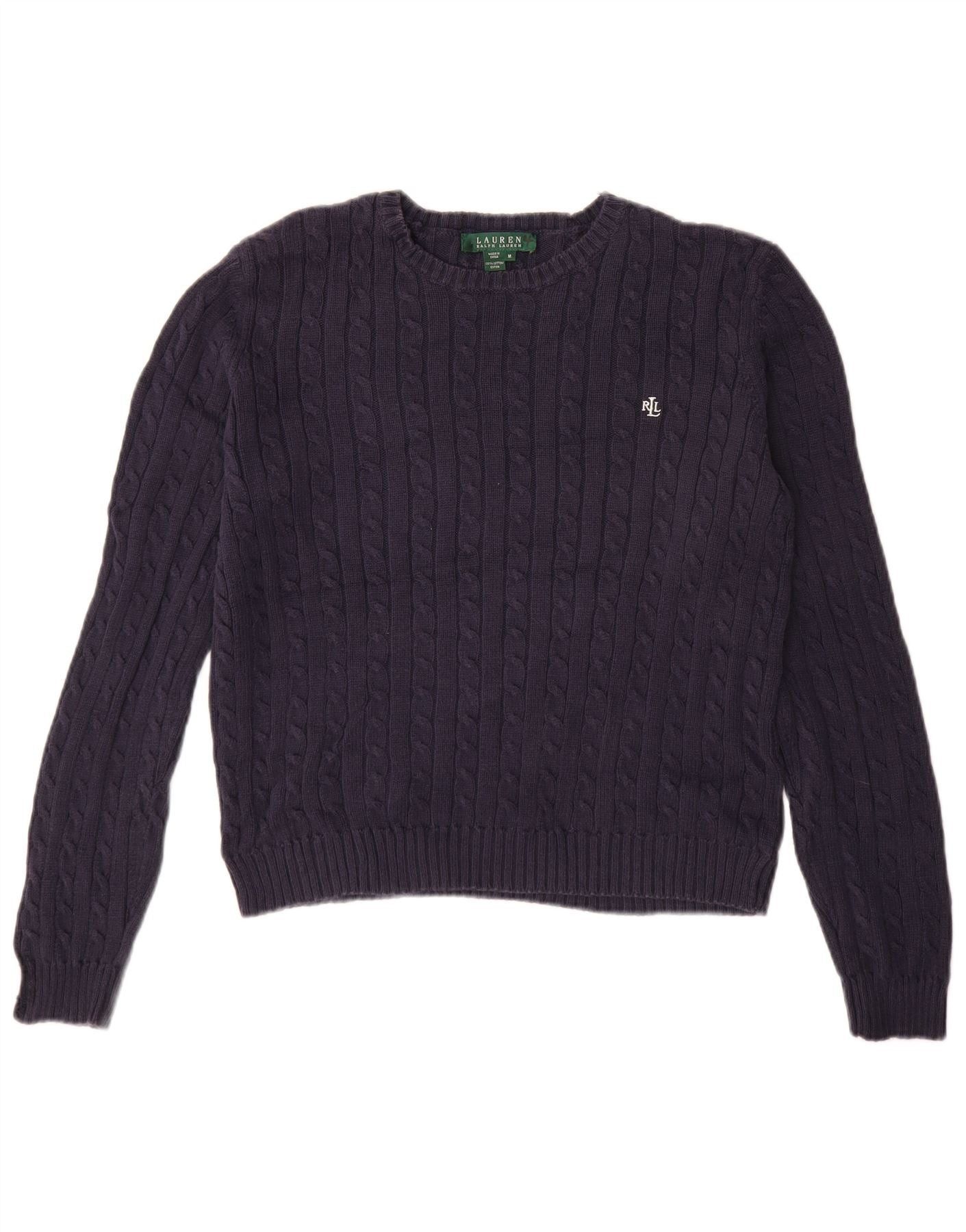 Ralph Lauren Womens Boat Neck Jumper Sweater UK 14 Medium Navy Blue Cotto Size M / US 6-8 / IT 42-44 - 1 Thumbnail