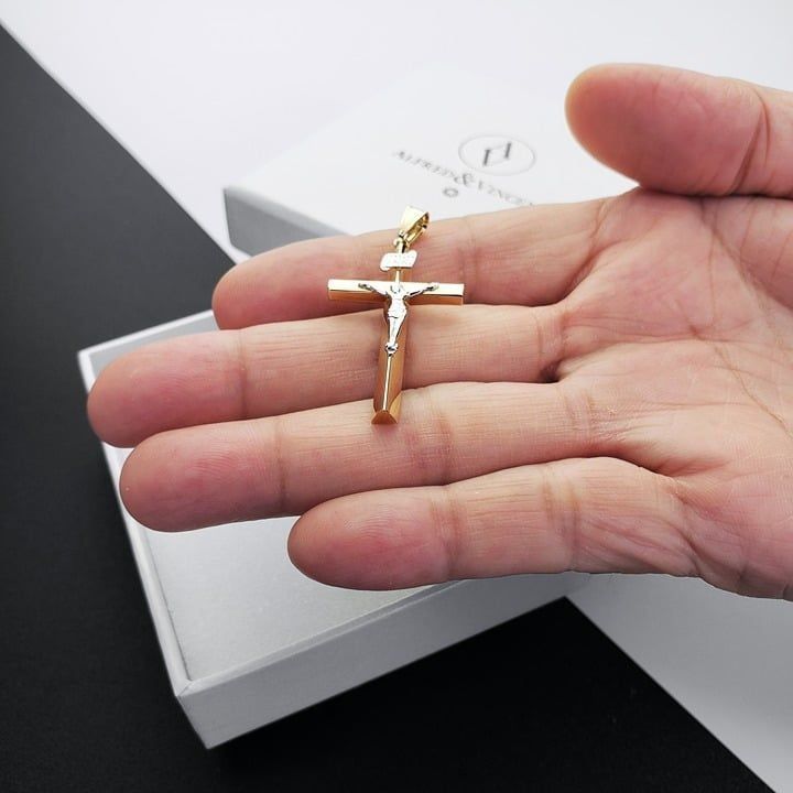 Other Jesus INRI Latin Cross Pendant 2-tone 14k Yellow White Gold Size ONE SIZE - 3 Thumbnail