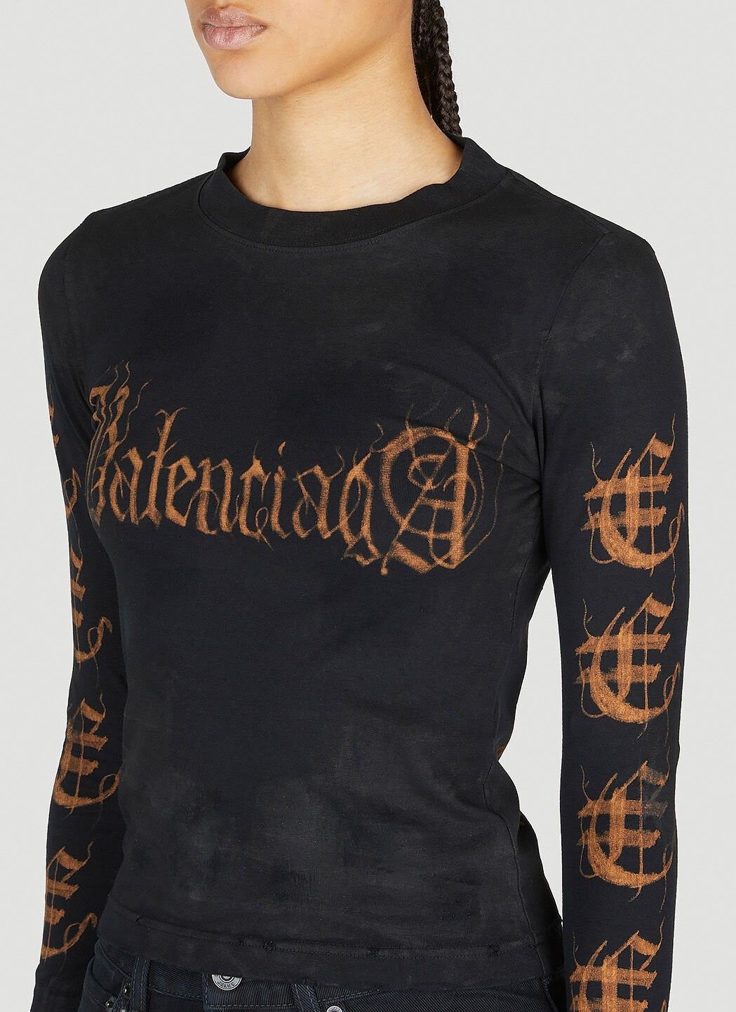 Balenciaga o1mt1gz1024 L/S Tight T-Shirt in Washed Red Size S / US 4 / IT 40 - 4 Thumbnail