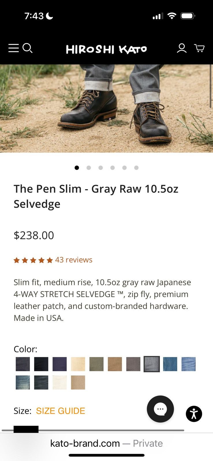 Hiroshi Kato The Pen Slim - Gray Raw 10.5oz Selvedge Size US 34 / EU 50 - 8 Thumbnail