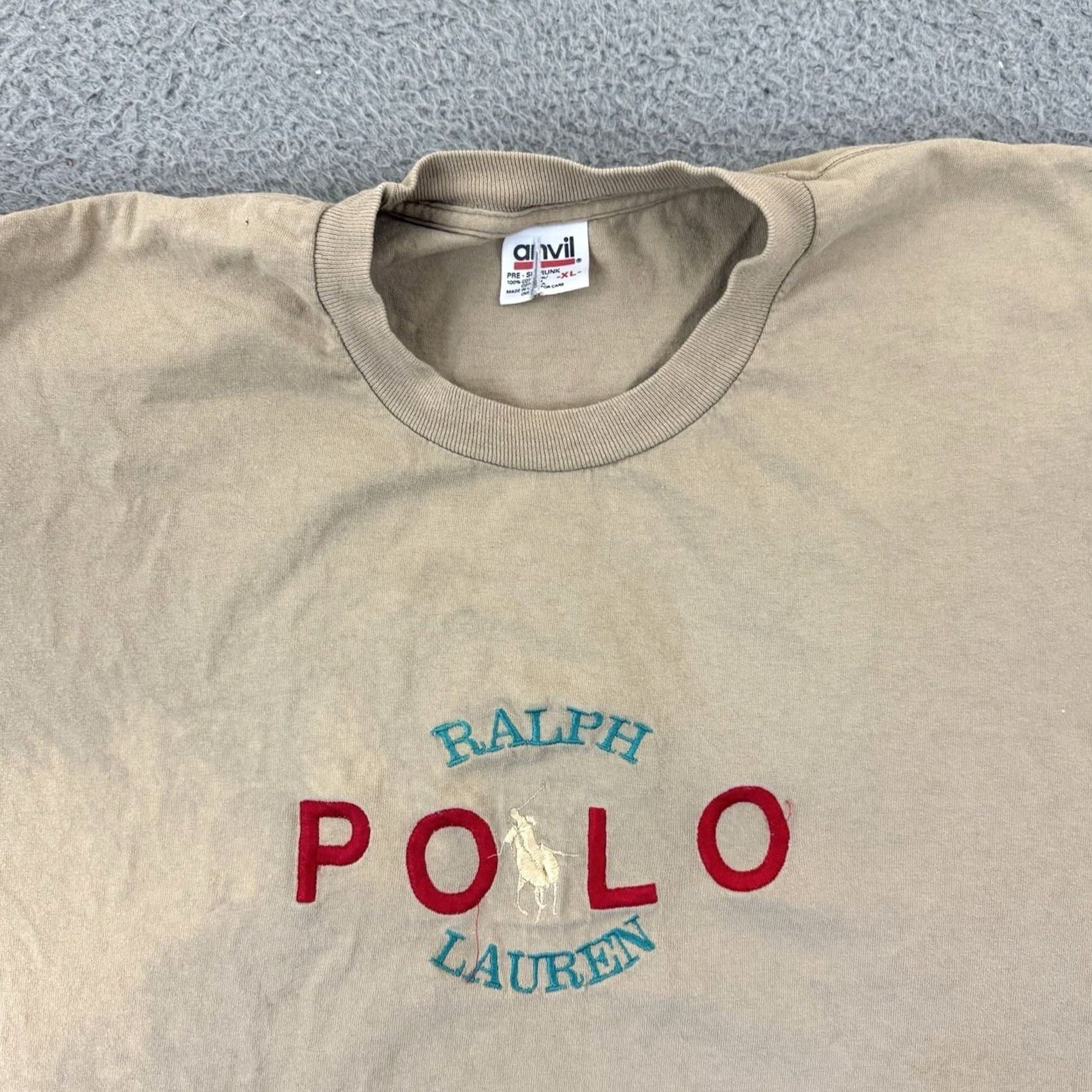 Ralph Lauren Vintage Polo Ralph Lauren Shirt Mens Large Beige Short Sleeve 90s Sport USA Shirt Mens Large Beige Short Sleeve 90s USA Polo Ralph Lauren T-Shirt Size US L / EU 52-54 / 3 - 3 Thumbnail